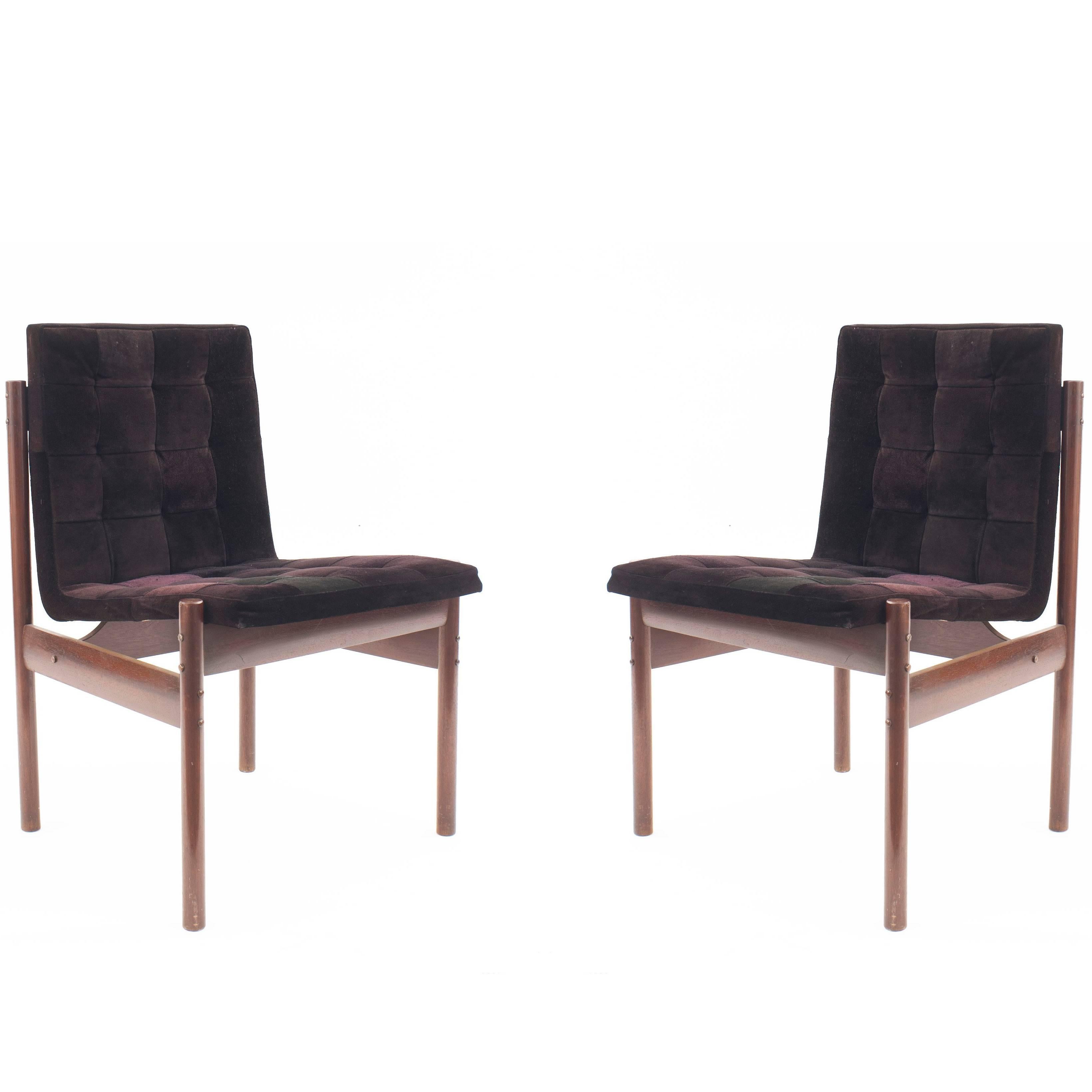 Set of Eight Brazilian Midcentury 1960s Rosewood Dining Chairs