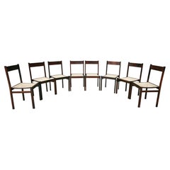 Set of 8 Brazilian Modern Chairs in Hardwood & Cane by Joaquim Tenreiro, 1960s