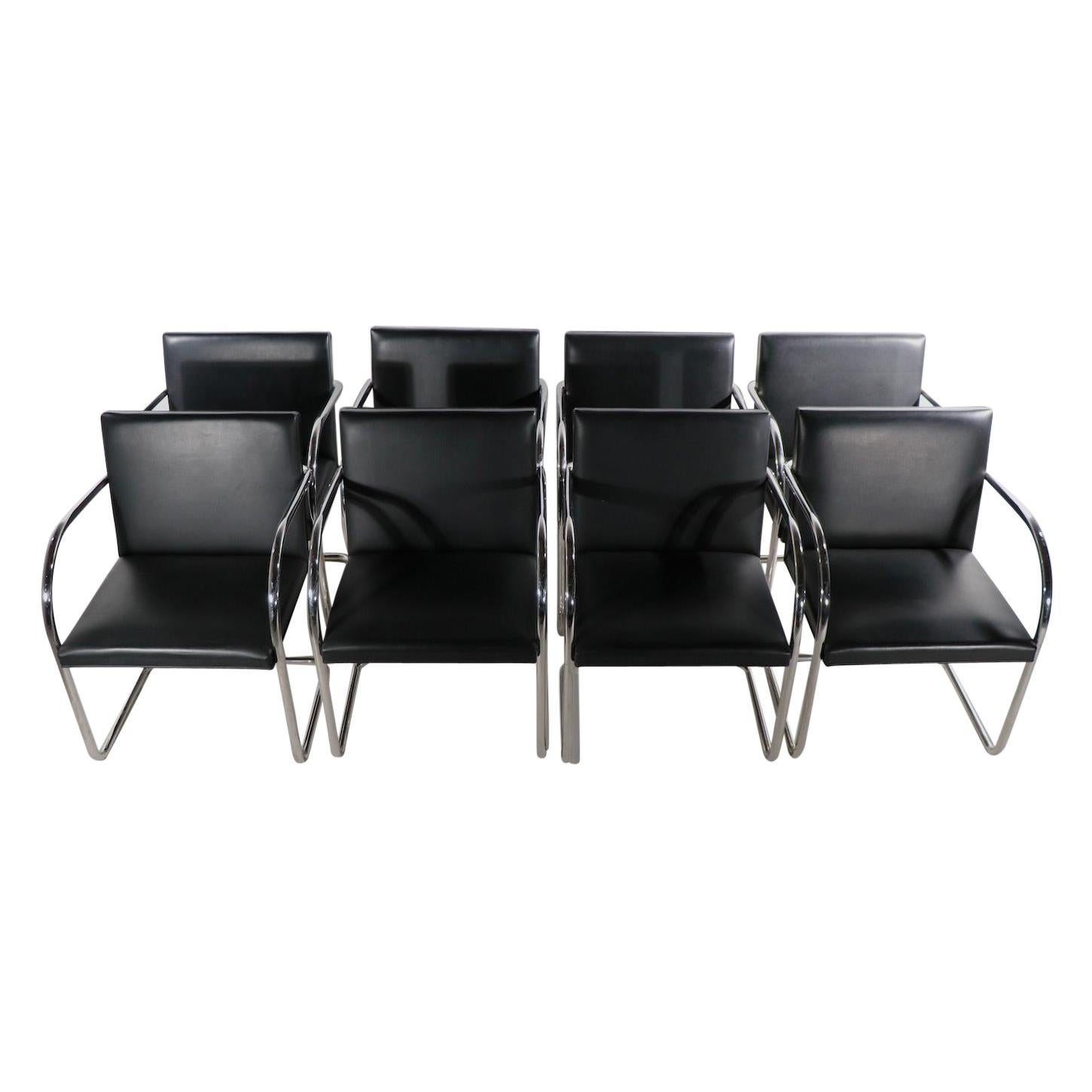 Set of 8 Brno Dining Chairs Van Der Rohe Design by Knoll