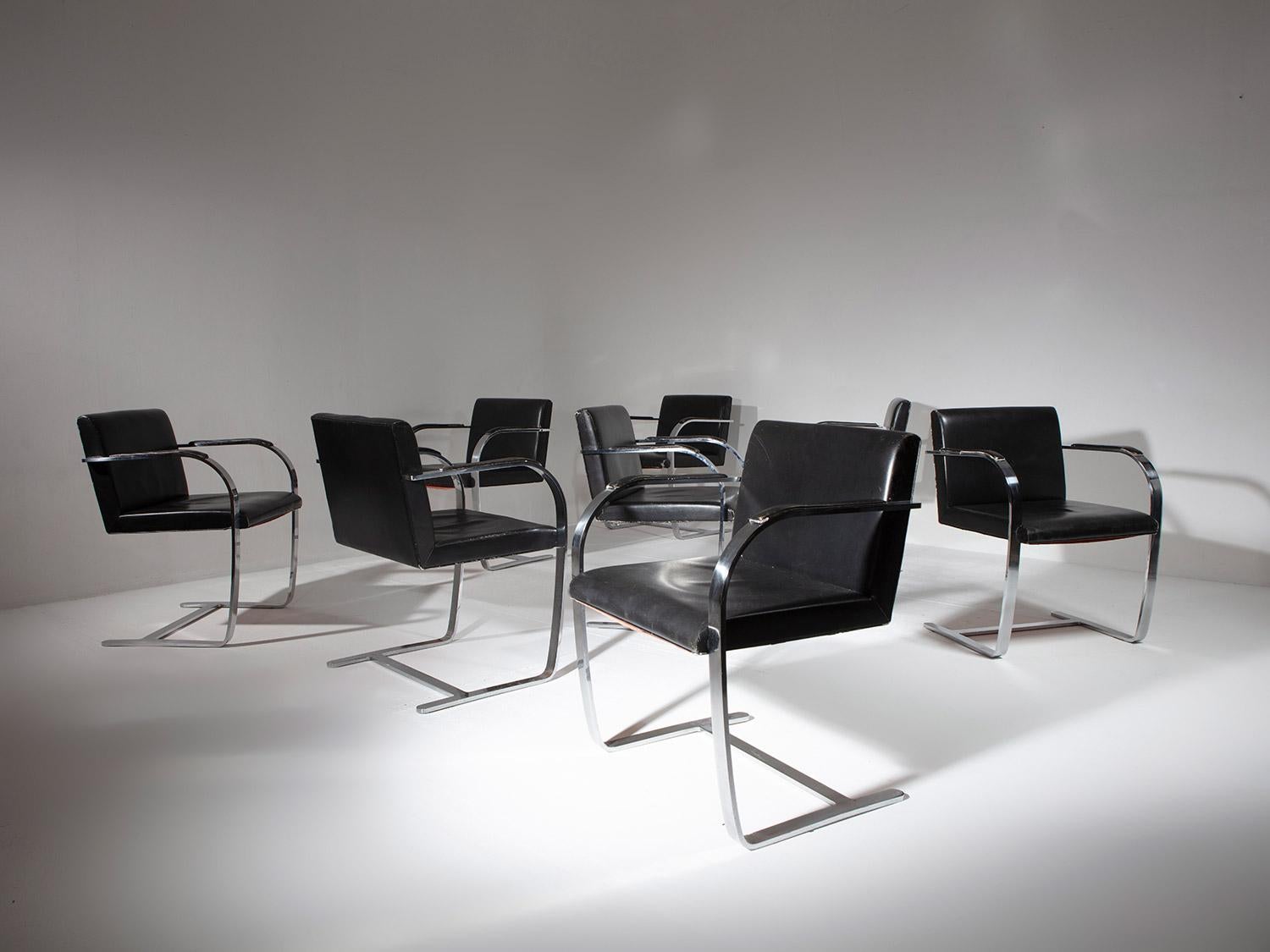 Américain Ensemble de 8 chaises d'appointrno de Ludwig Mies van der Rohe pour Knoll en vente
