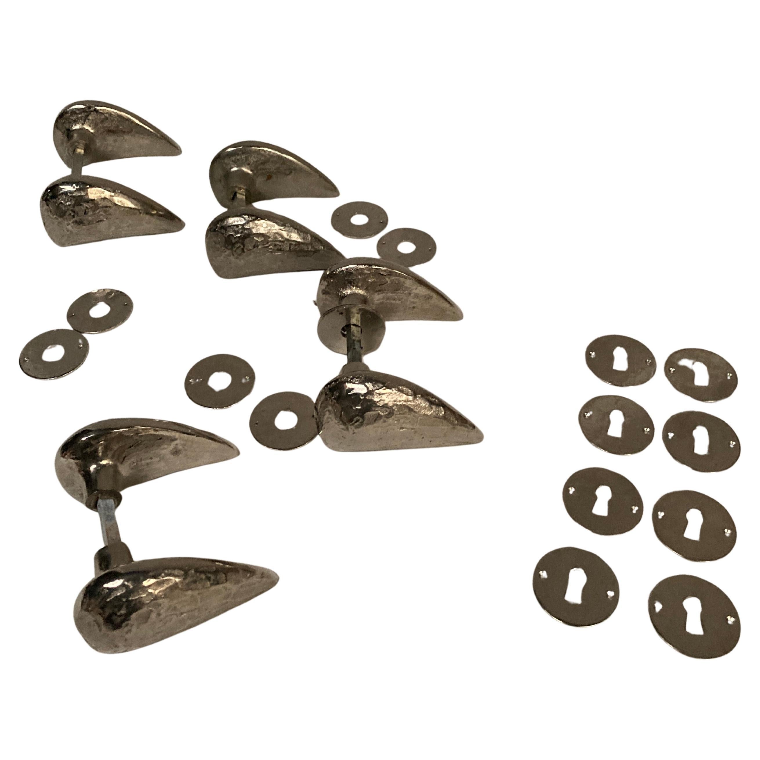 Set of 8 bronze sculptural door handles in the style of Garouste et Bonetti