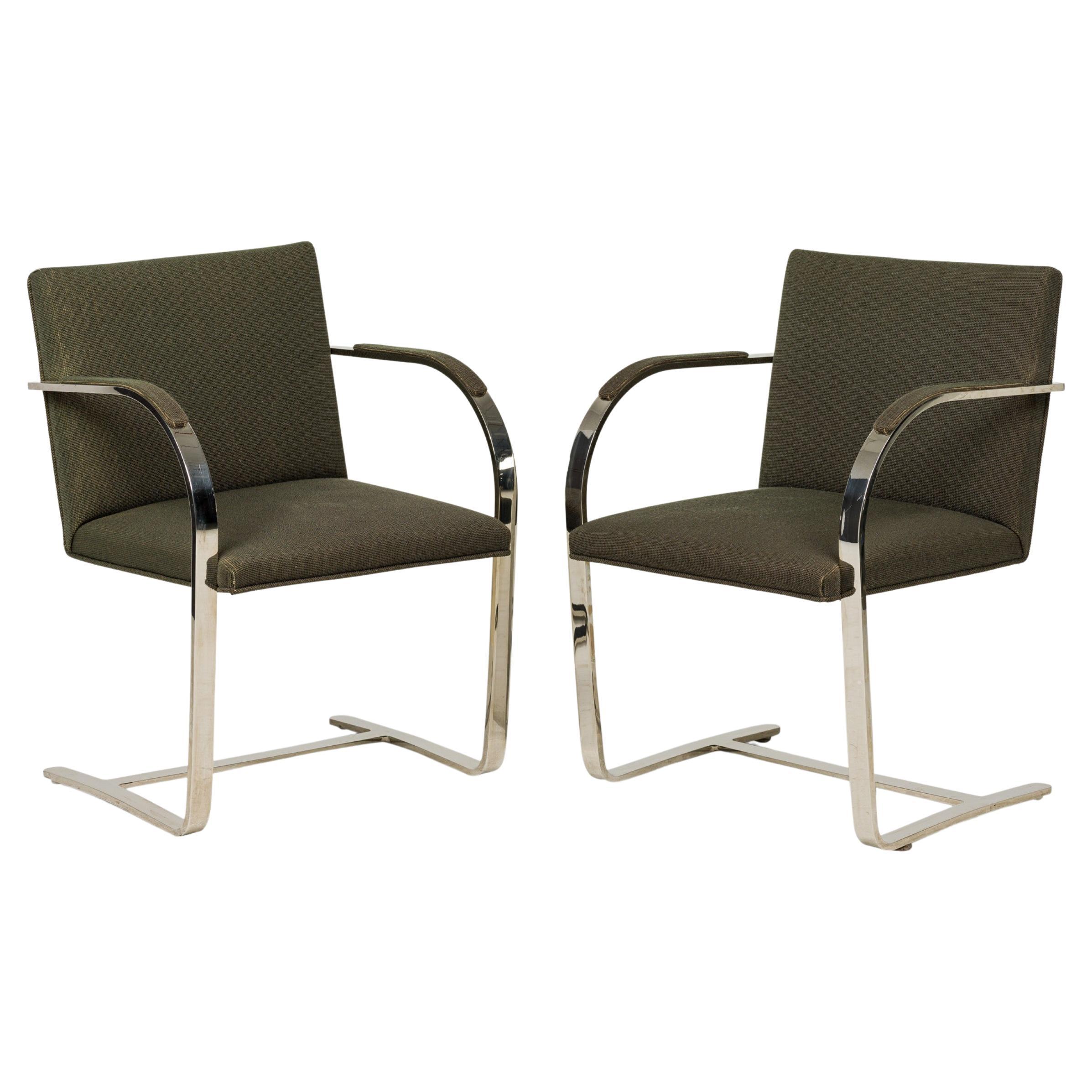Set of 8 Brueton 'Brno' Gray Upholstered Chrome Dining Armchairs For Sale