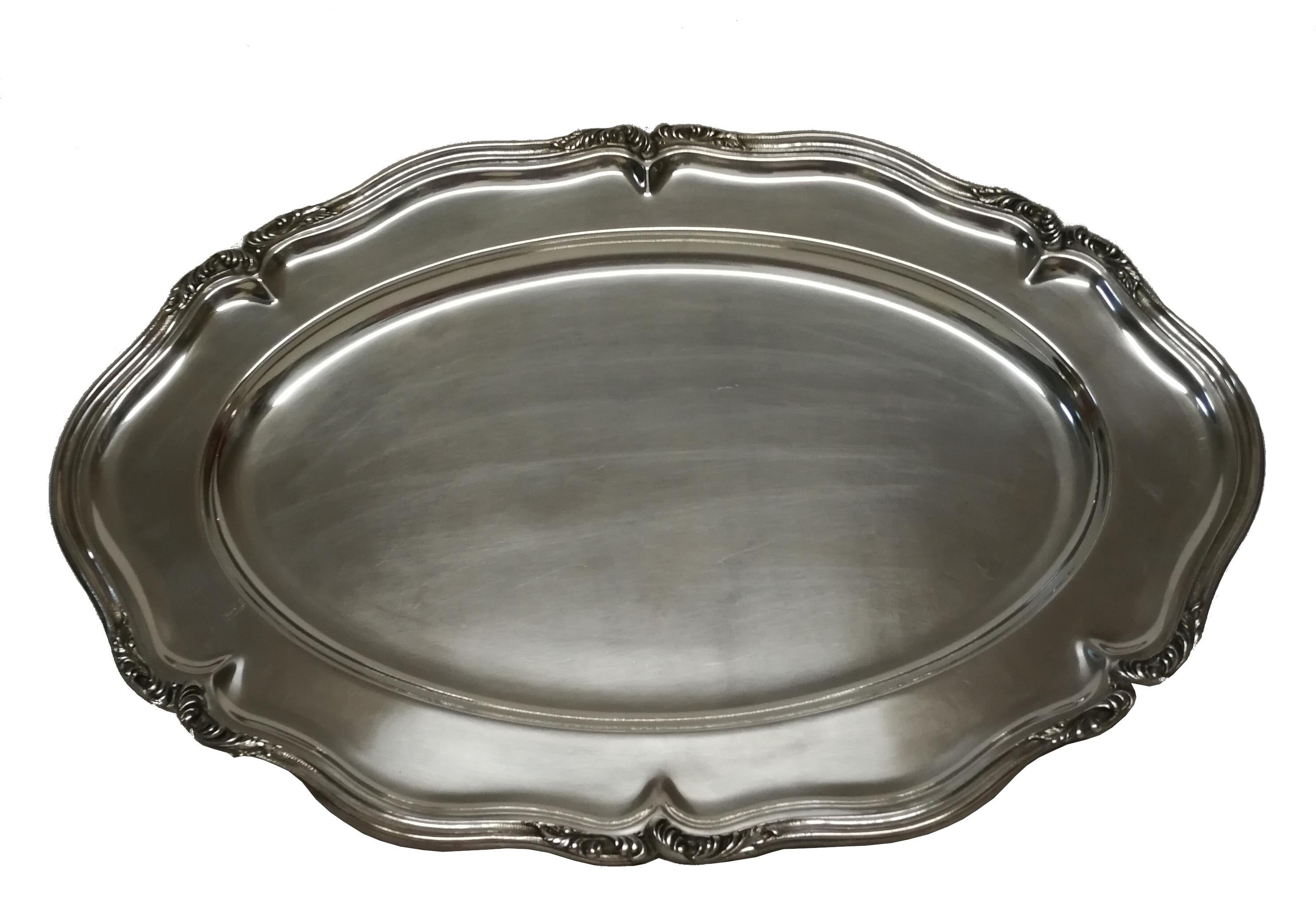 Belgian Set of 8 Bruno Wiskemann Silver Plated Serving Parts in Louis XV 20th Century For Sale