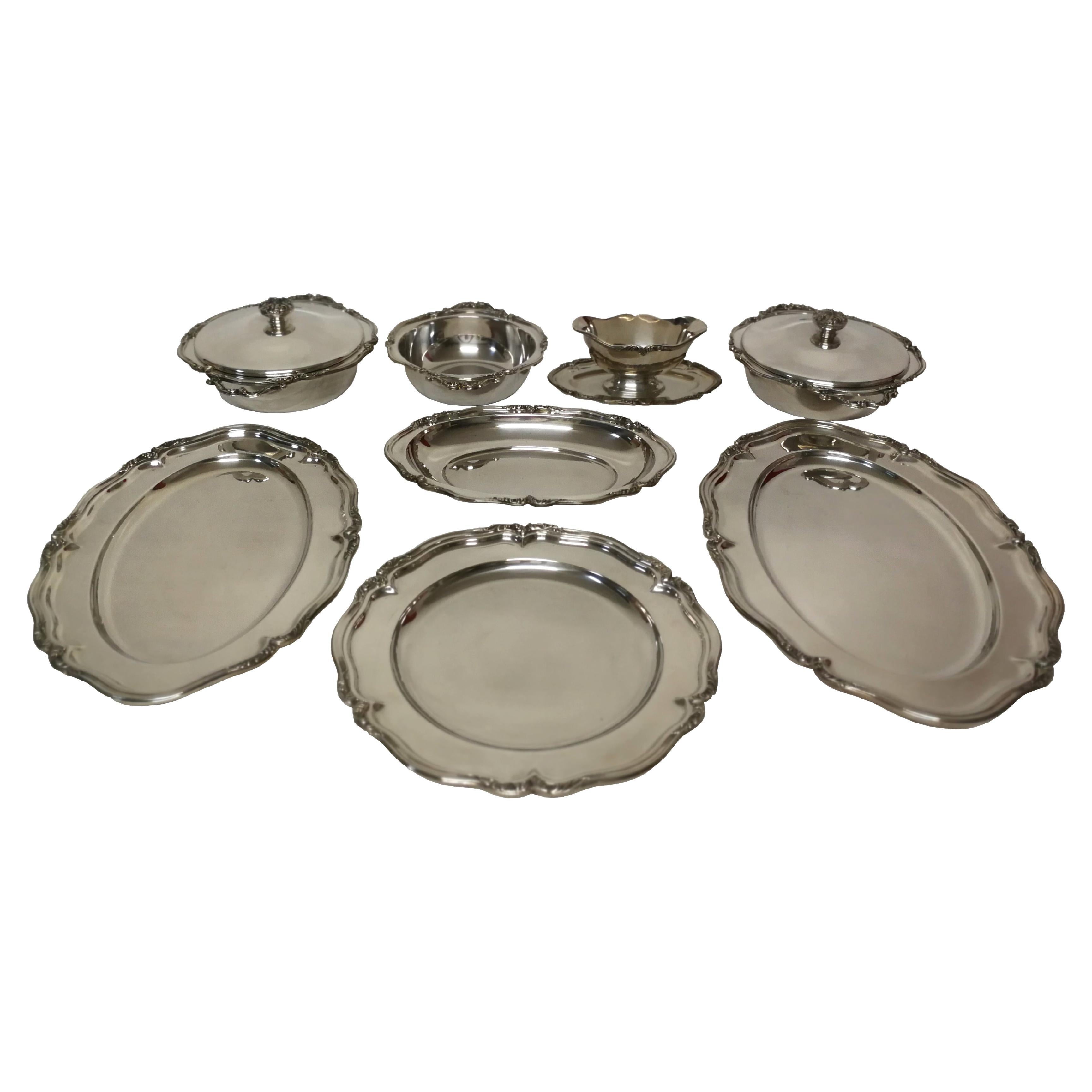 Set of 8 Bruno Wiskemann Silver Plated Serving Parts in Louis XV 20th Century For Sale