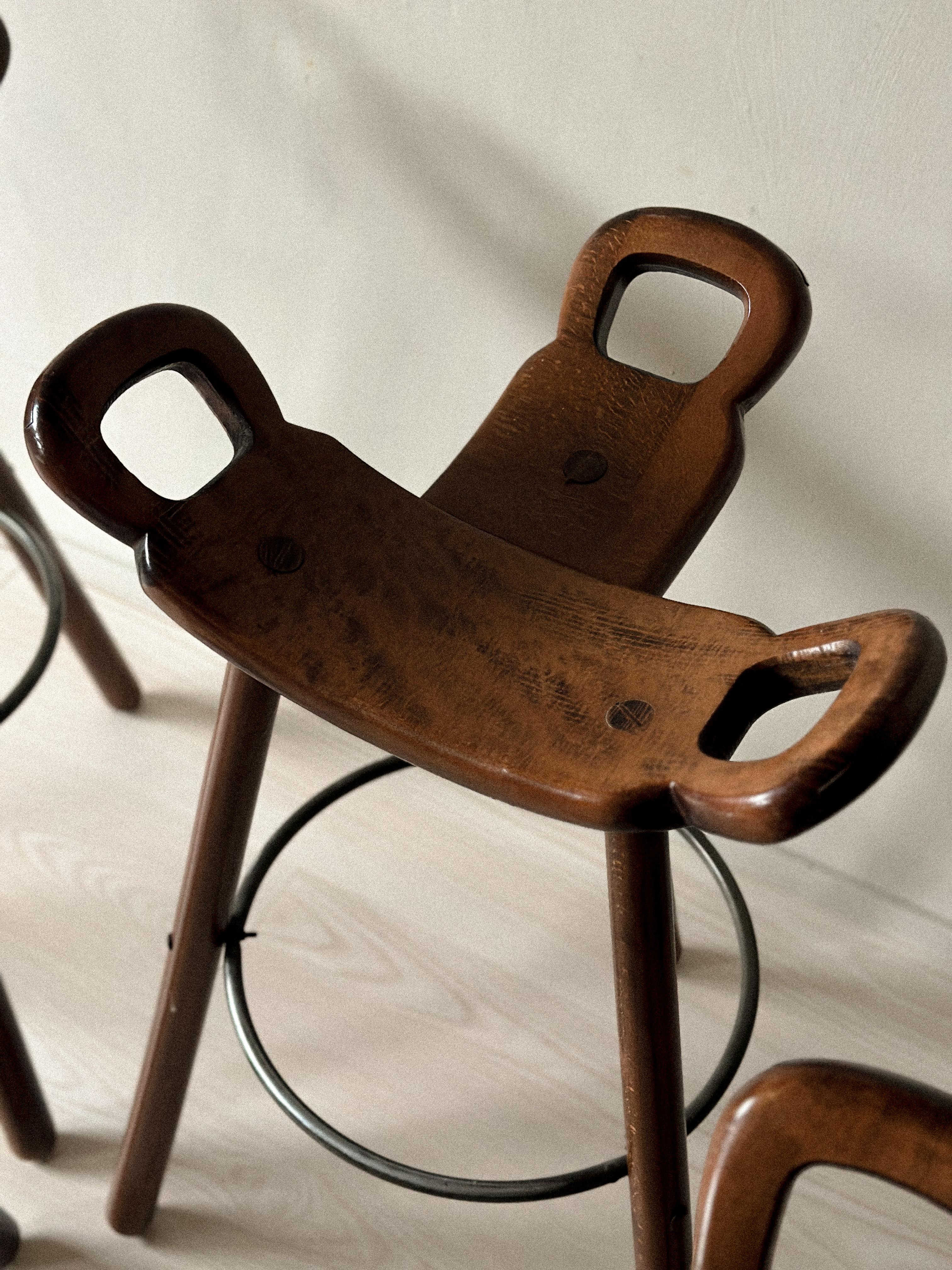 Set of 8 Brutalist Bar Stools, Europe, circa 1970s For Sale 4