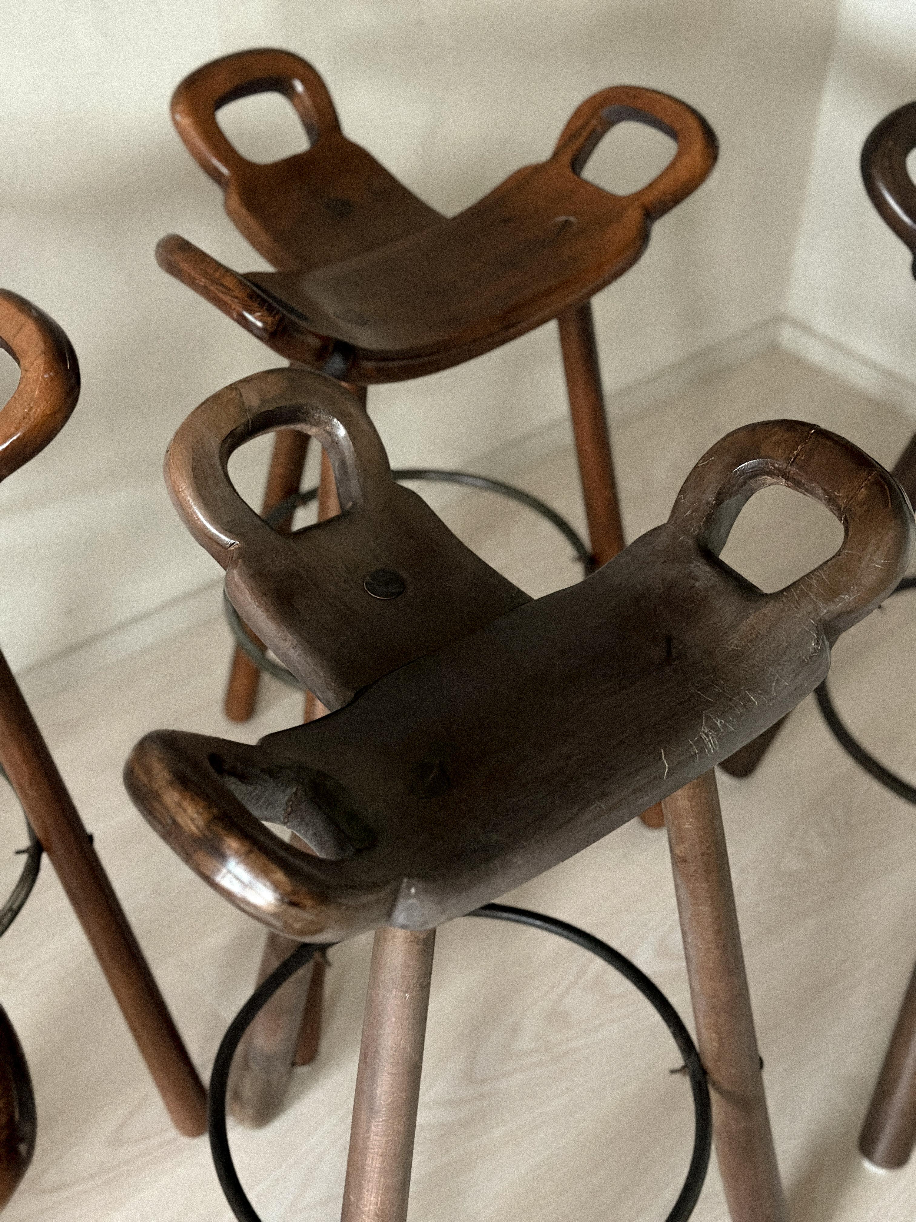 Set of 8 Brutalist Bar Stools, Europe, circa 1970s For Sale 6