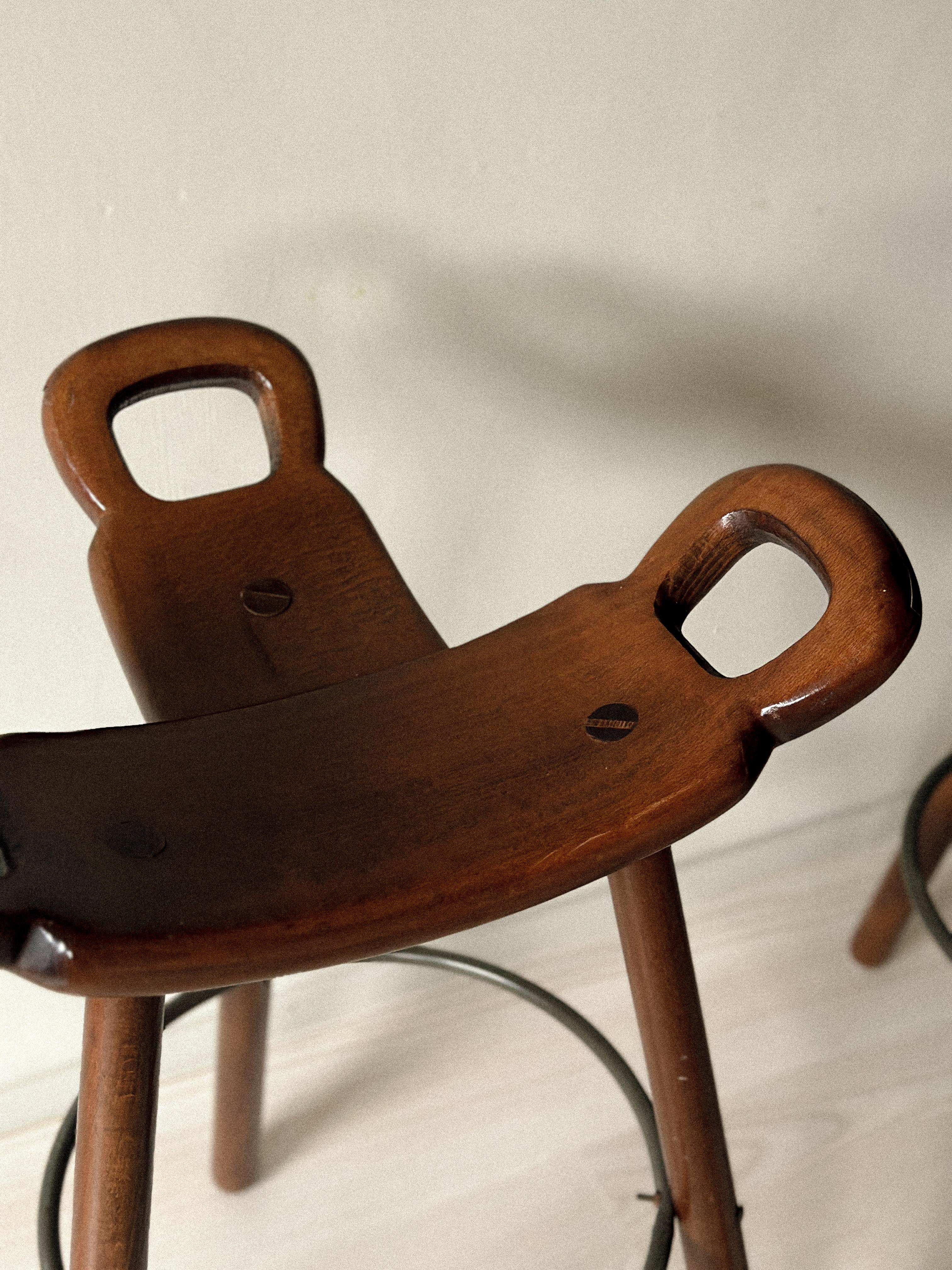 Set of 8 Brutalist Bar Stools, Europe, circa 1970s For Sale 7