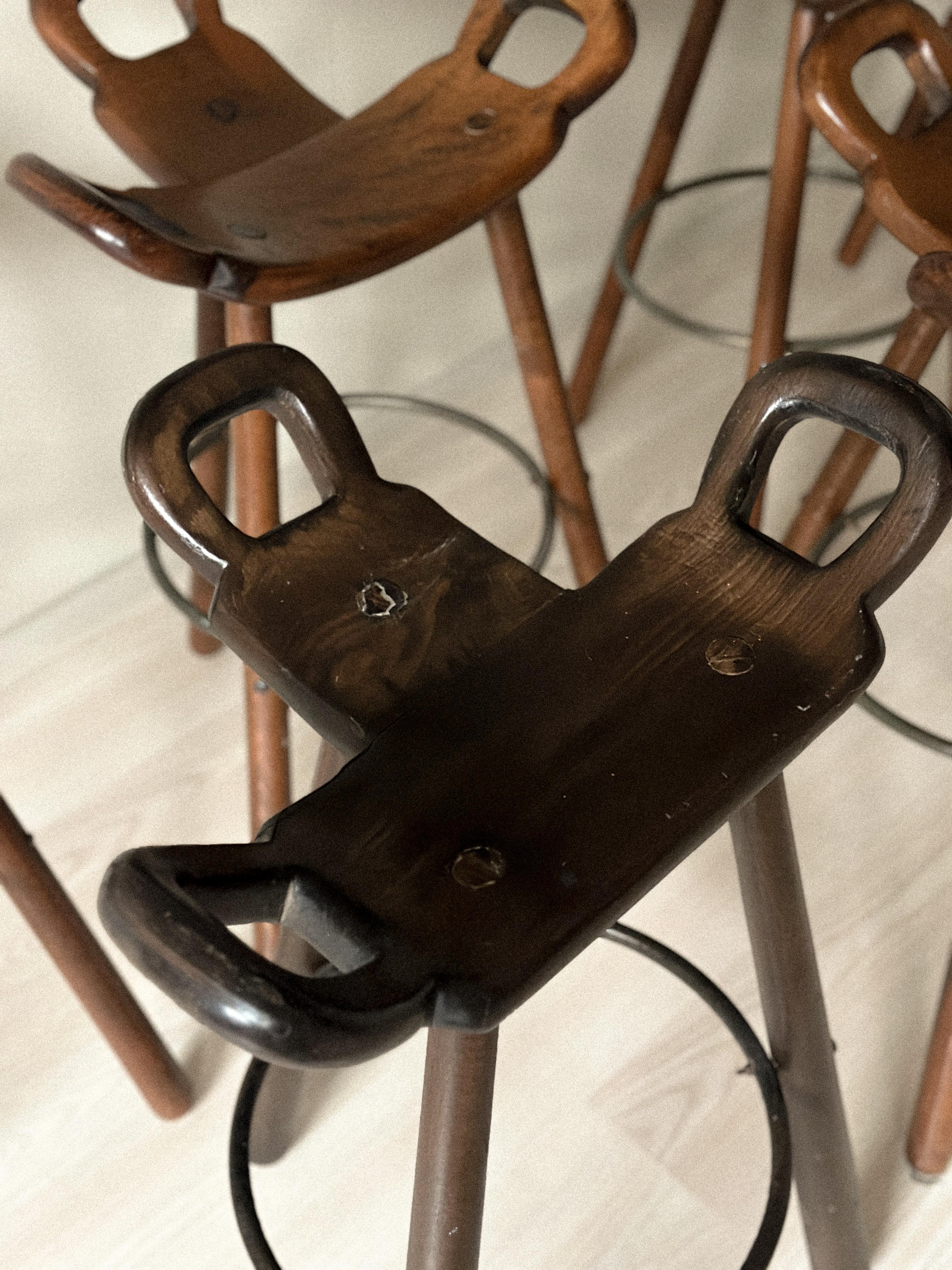 Set of 8 Brutalist Bar Stools, Europe, circa 1970s For Sale 2