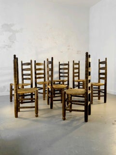 8 BRUTALIST RUSTIC MODERN Modernist CHAIRS by CHARLES DUDOUYDT, France 1950
