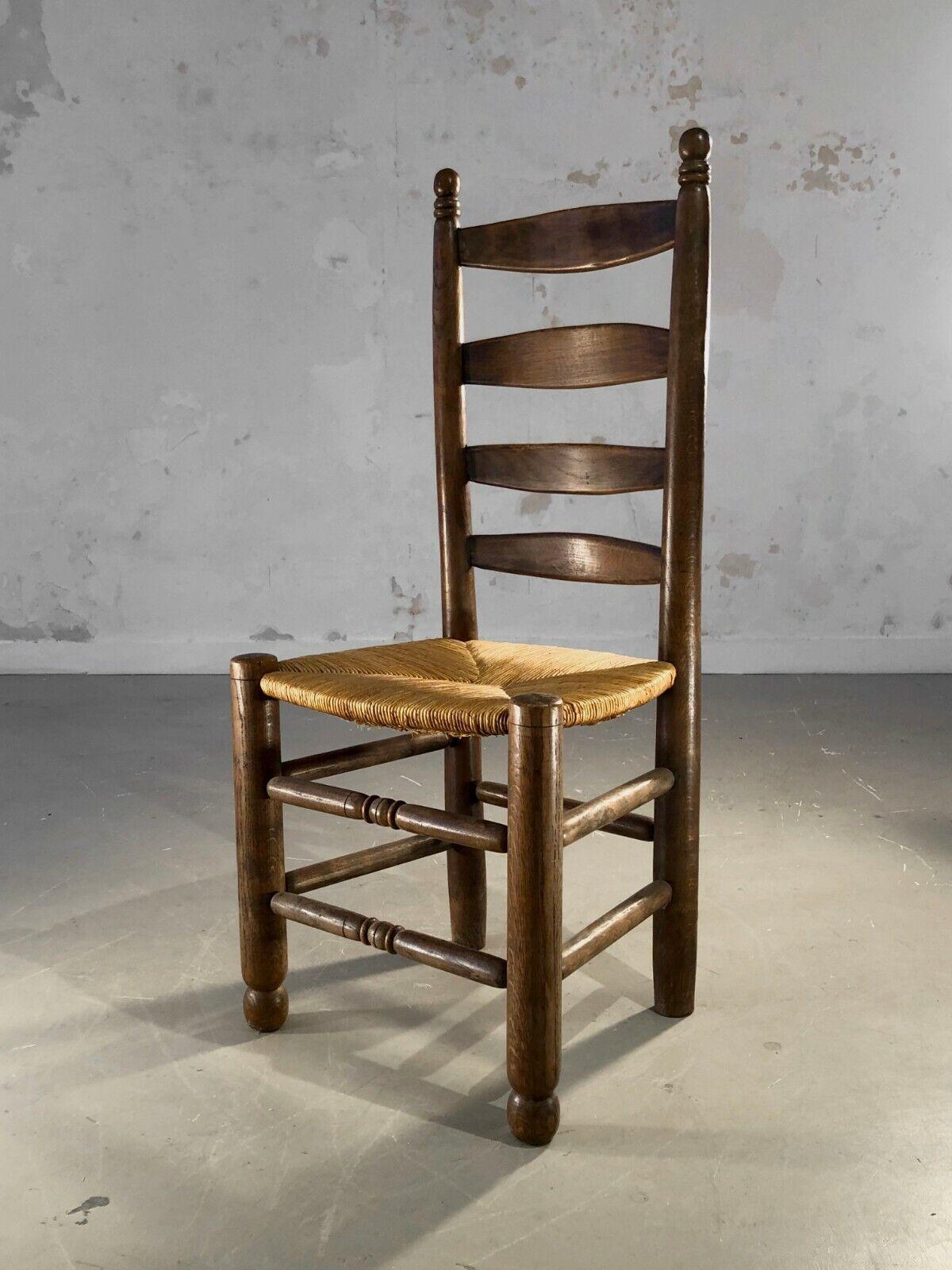 Brutalist 8 BRUTALIST RUSTIC MODERN Modernist CHAIRS by CHARLES DUDOUYDT, France 1950 For Sale