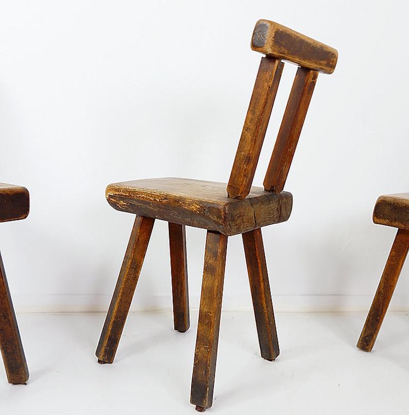 Set of 8 brutalist chairs by Mobichalet - Belgium 4