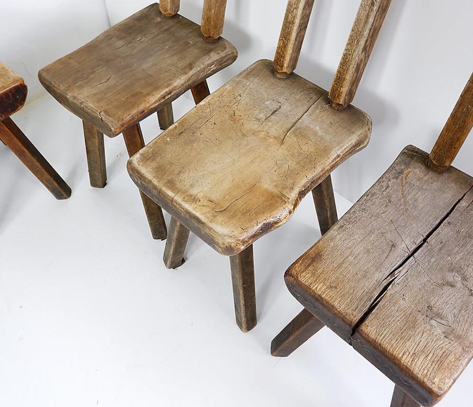 Belgian Set of 8 brutalist chairs by Mobichalet - Belgium