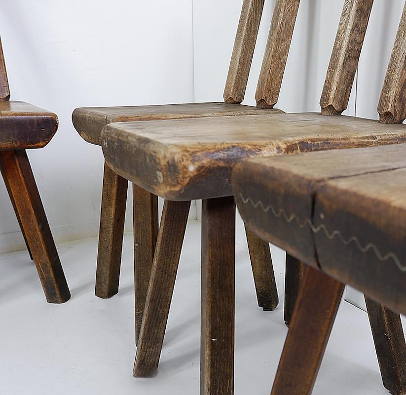 Set of 8 brutalist chairs by Mobichalet - Belgium 3