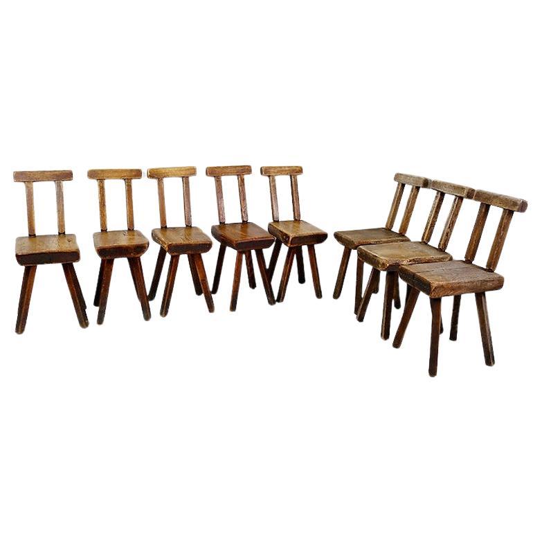 Set of 8 brutalist chairs by Mobichalet - Belgium