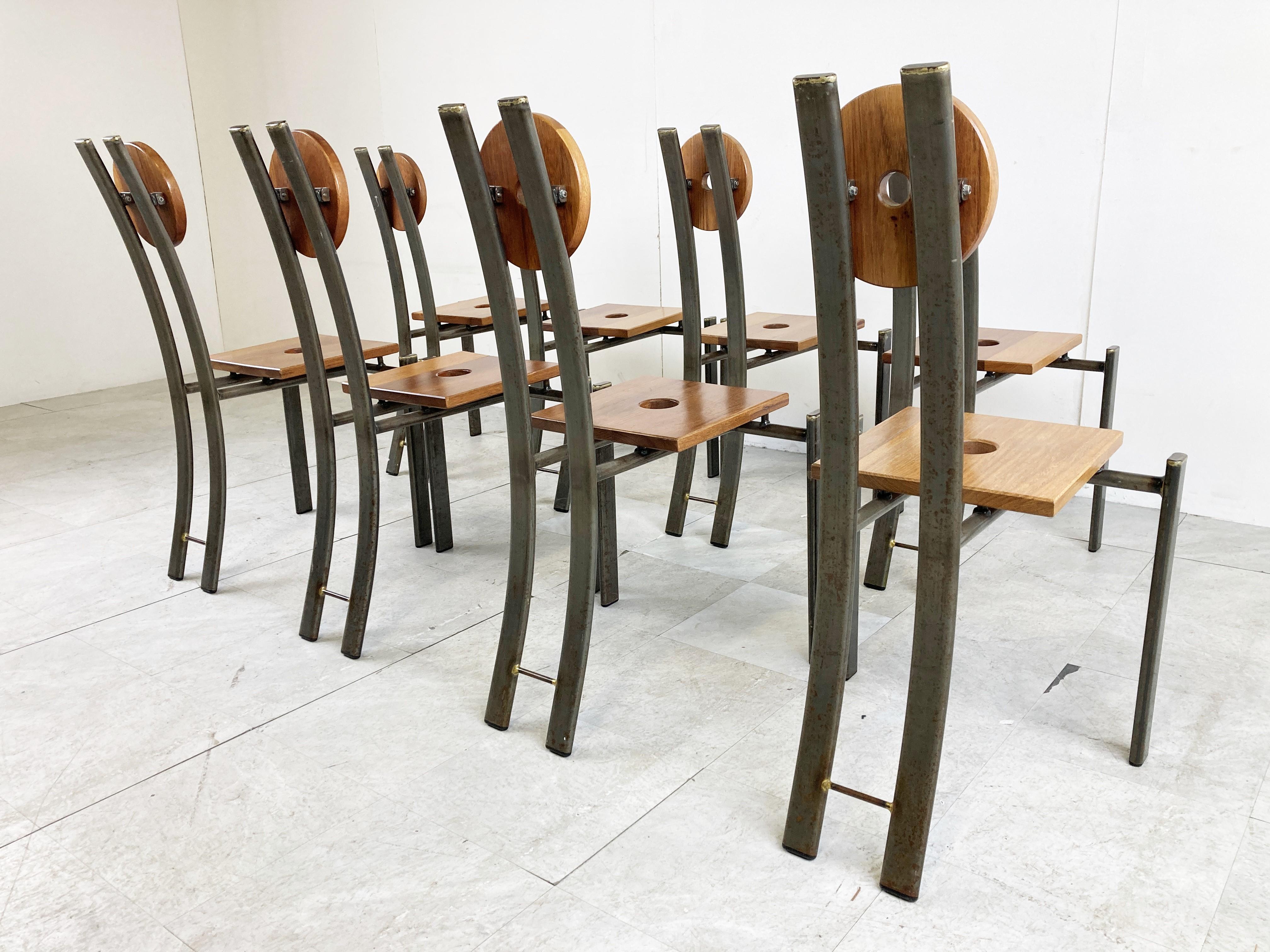 Set of 8 Brutalist Dining Chairs, 1970s 1