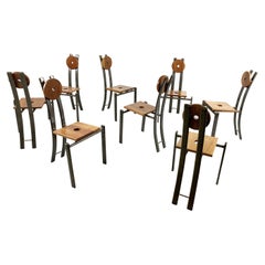 Set of 8 Brutalist Dining Chairs, 1970s