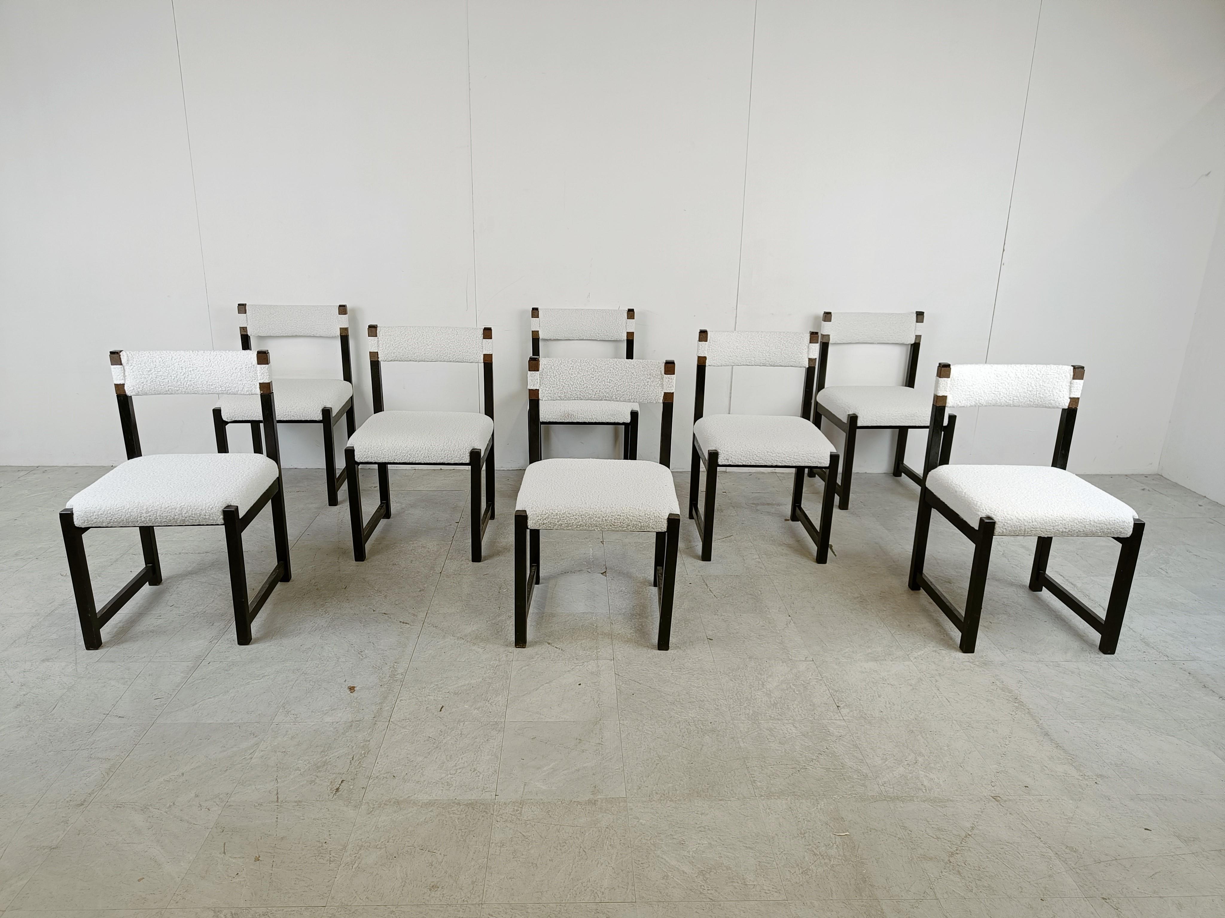 Set of 8 brutalist dining chairs by Emiel Veranneman for Decoene, 1970s For Sale 3