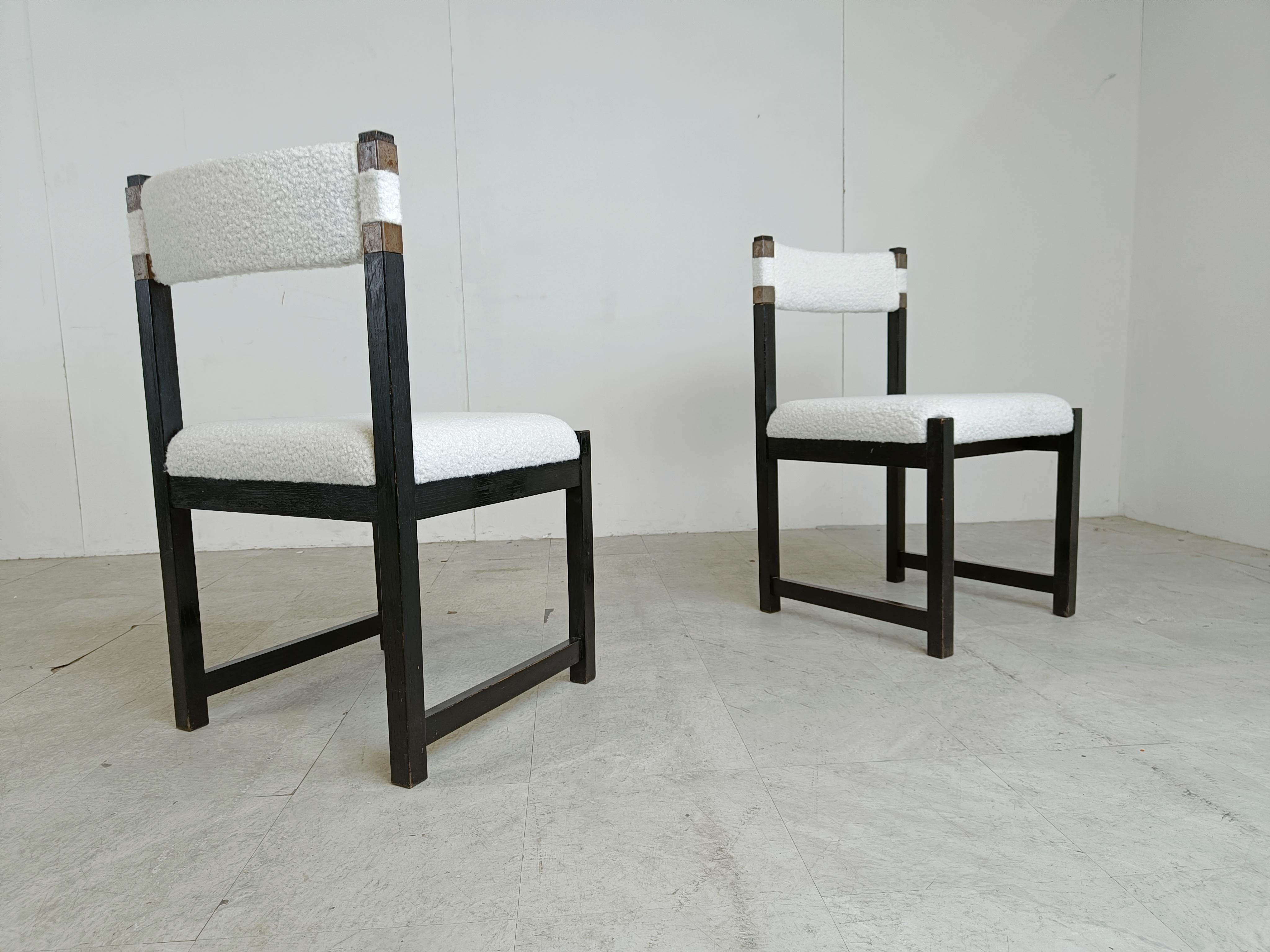 Mid-Century Modern Set of 8 brutalist dining chairs by Emiel Veranneman for Decoene, 1970s For Sale