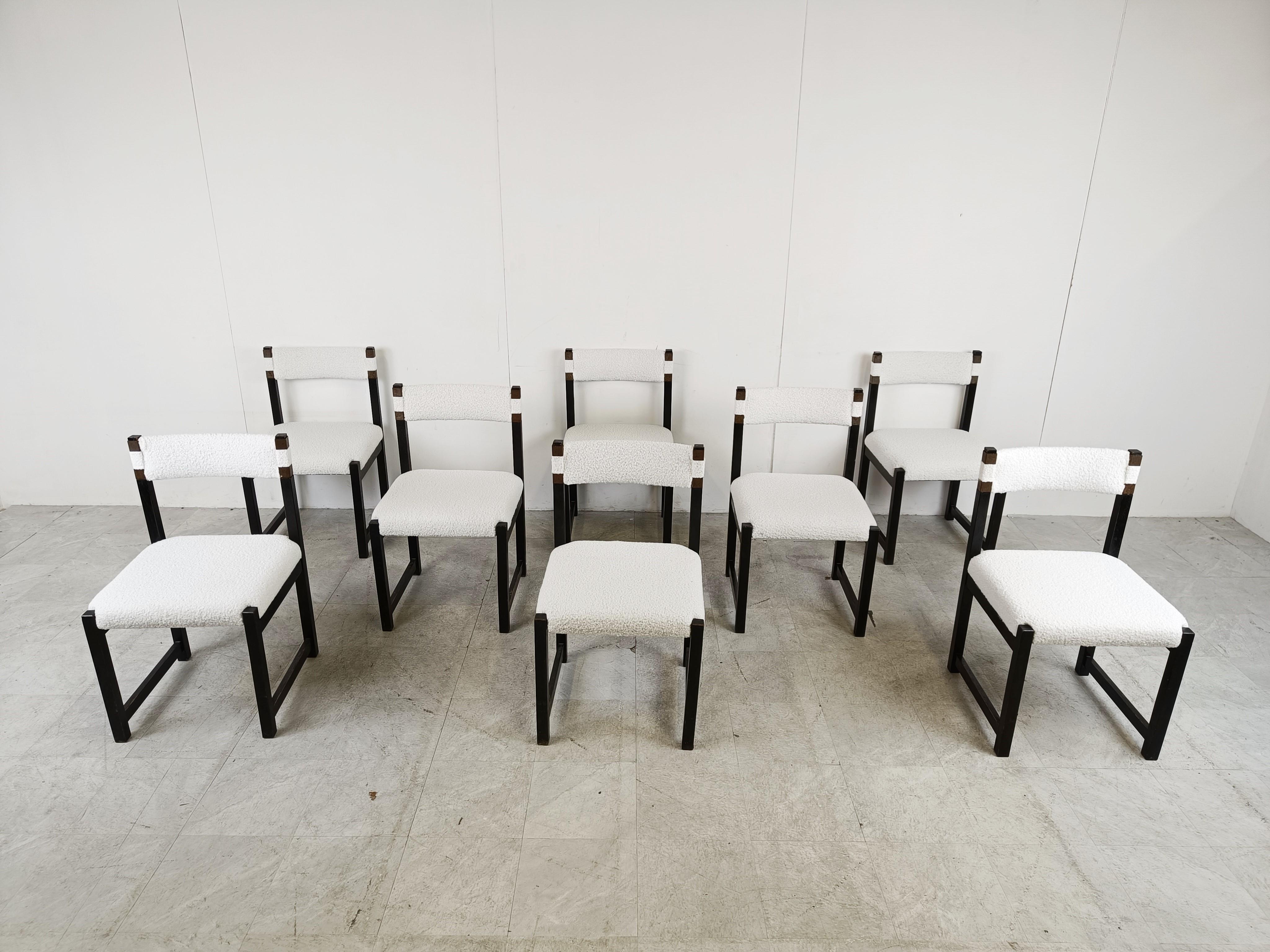 Set of 8 brutalist dining chairs by Emiel Veranneman for Decoene, 1970s In Good Condition In HEVERLEE, BE