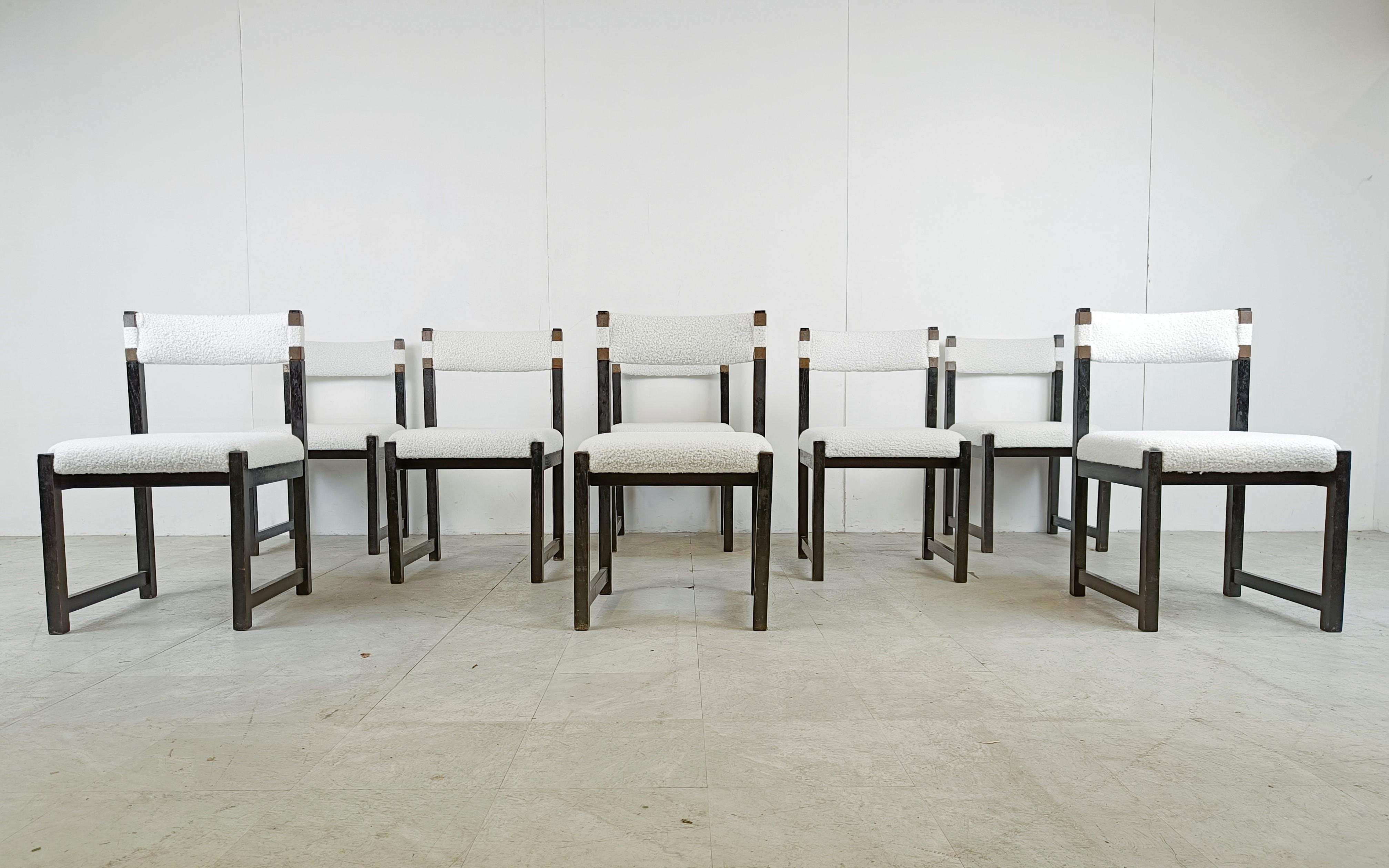 Set of 8 brutalist dining chairs by Emiel Veranneman for Decoene, 1970s For Sale 2