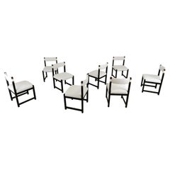 Juego de 8 sillas de comedor brutalistas de Emiel Veranneman para Decoene, años 70