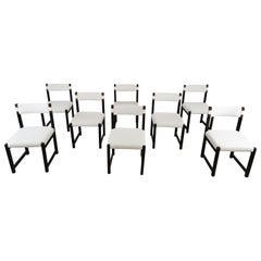Set of 8 brutalist dining chairs by Emiel Veranneman for Decoene, 1970s