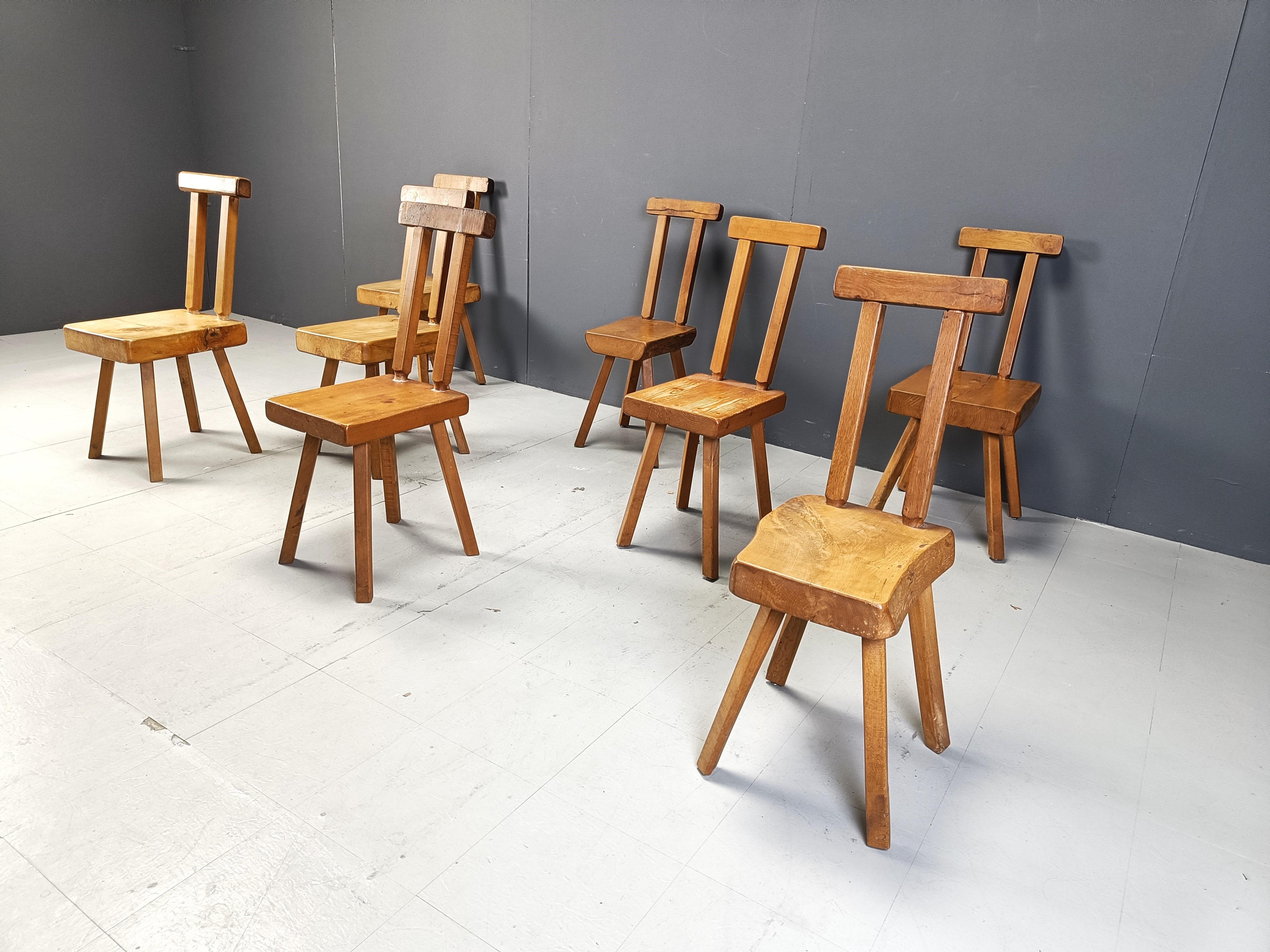 Set of 8 Brutalist dining chairs by mobichalet, 1960s 1
