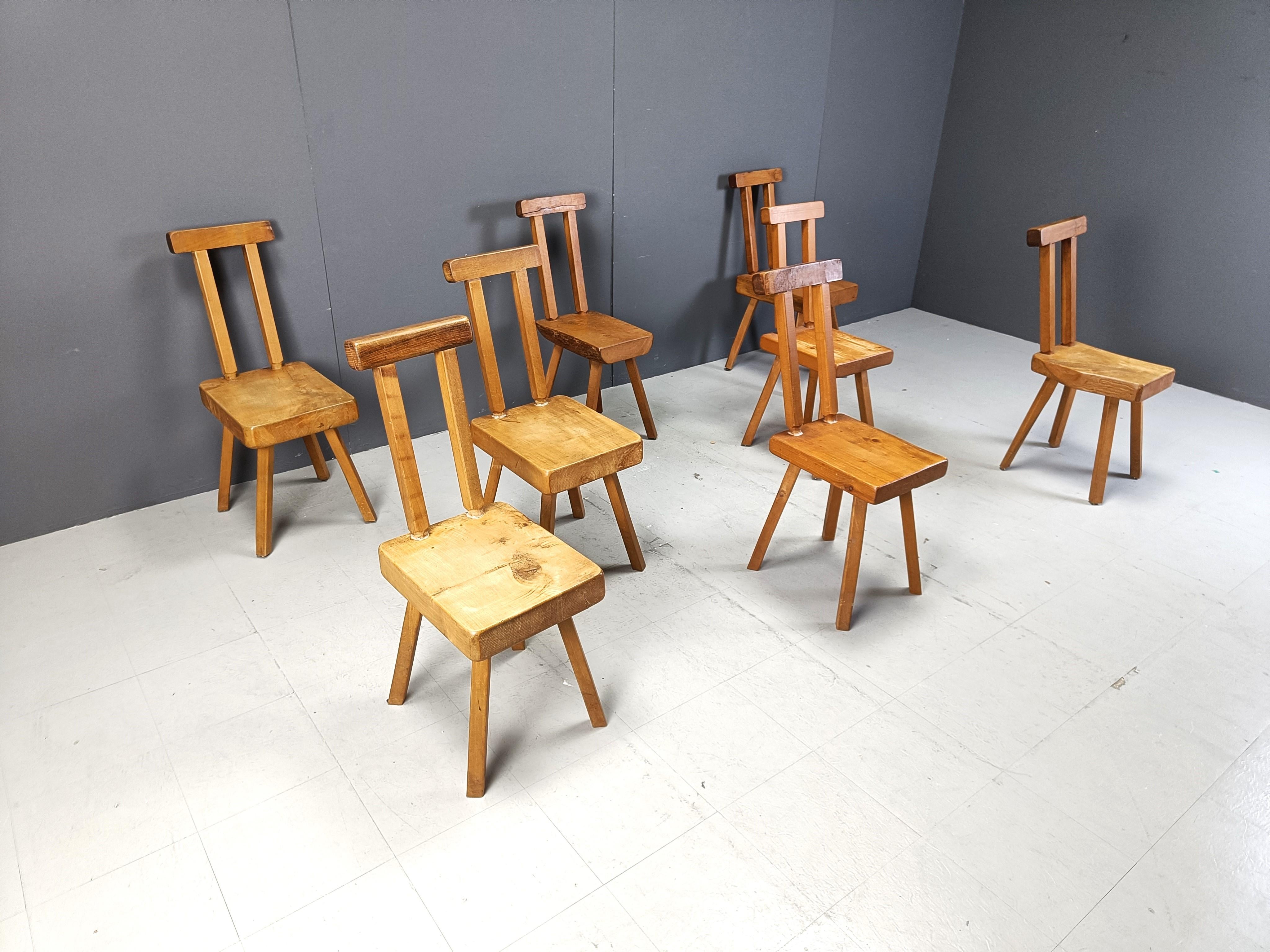 Set of 8 Brutalist dining chairs by mobichalet, 1960s 2