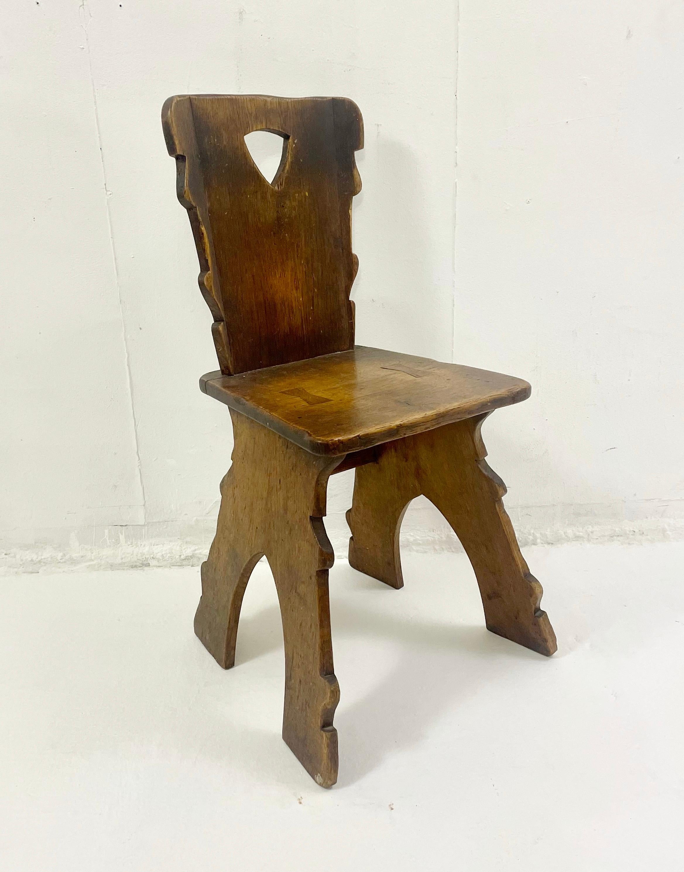 Set of 8 Brutalist Oak Chairs, 1940s For Sale 2