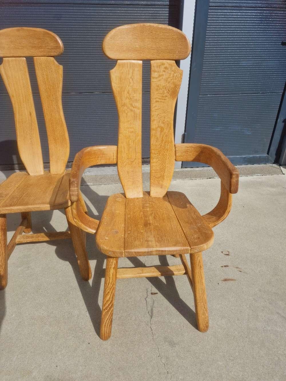 Ensemble de 8 chaises brutalistes en chêne de De Puydt, Belgique, années 1970 en vente 1