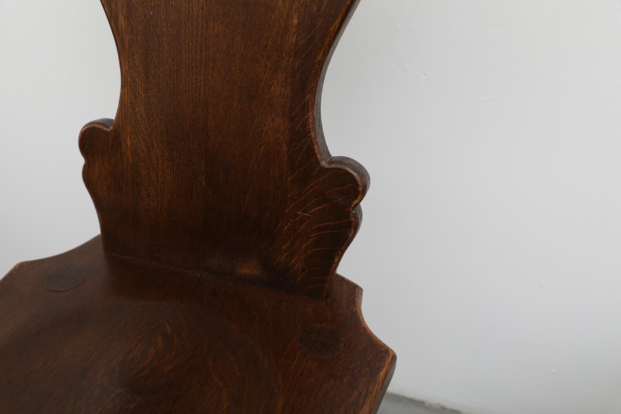 Set of 8 Tyrolean Style Mid-Century Brutalist Organic Carved Dark Oak Chairs For Sale 13