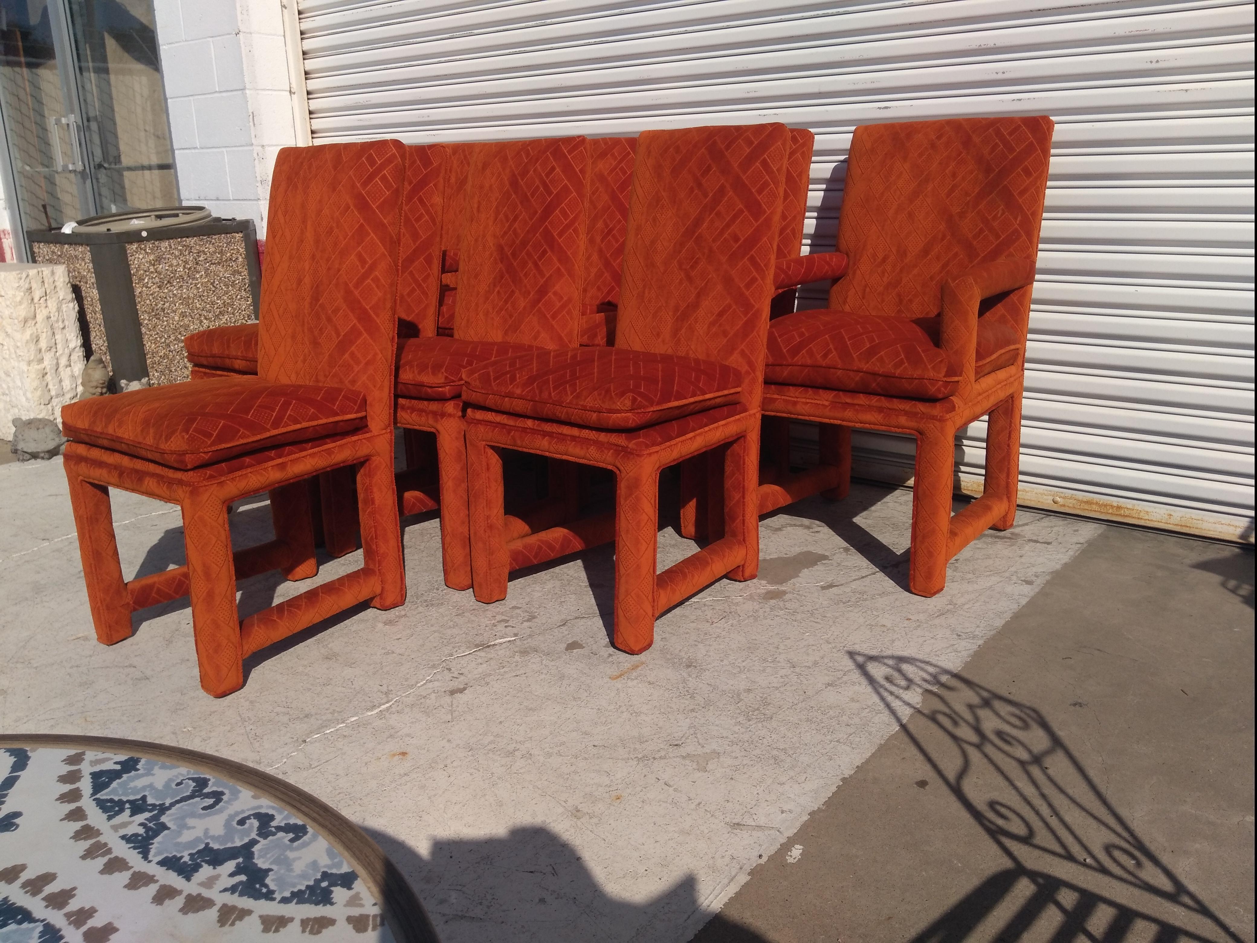 Set di 8 sedie da pranzo in stile Parsons arancione bruciato in vendita 3