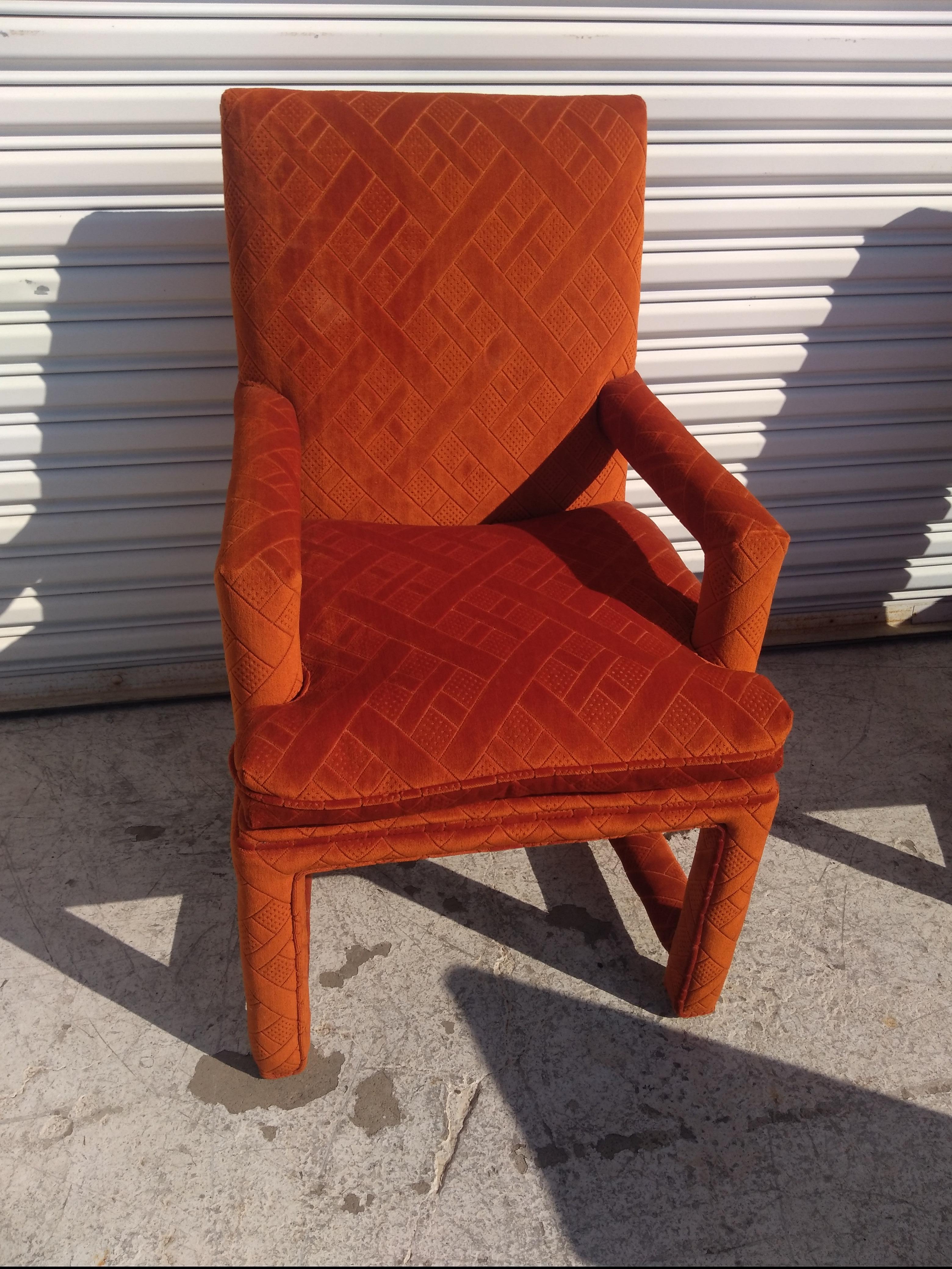 Tappezzeria Set di 8 sedie da pranzo in stile Parsons arancione bruciato in vendita