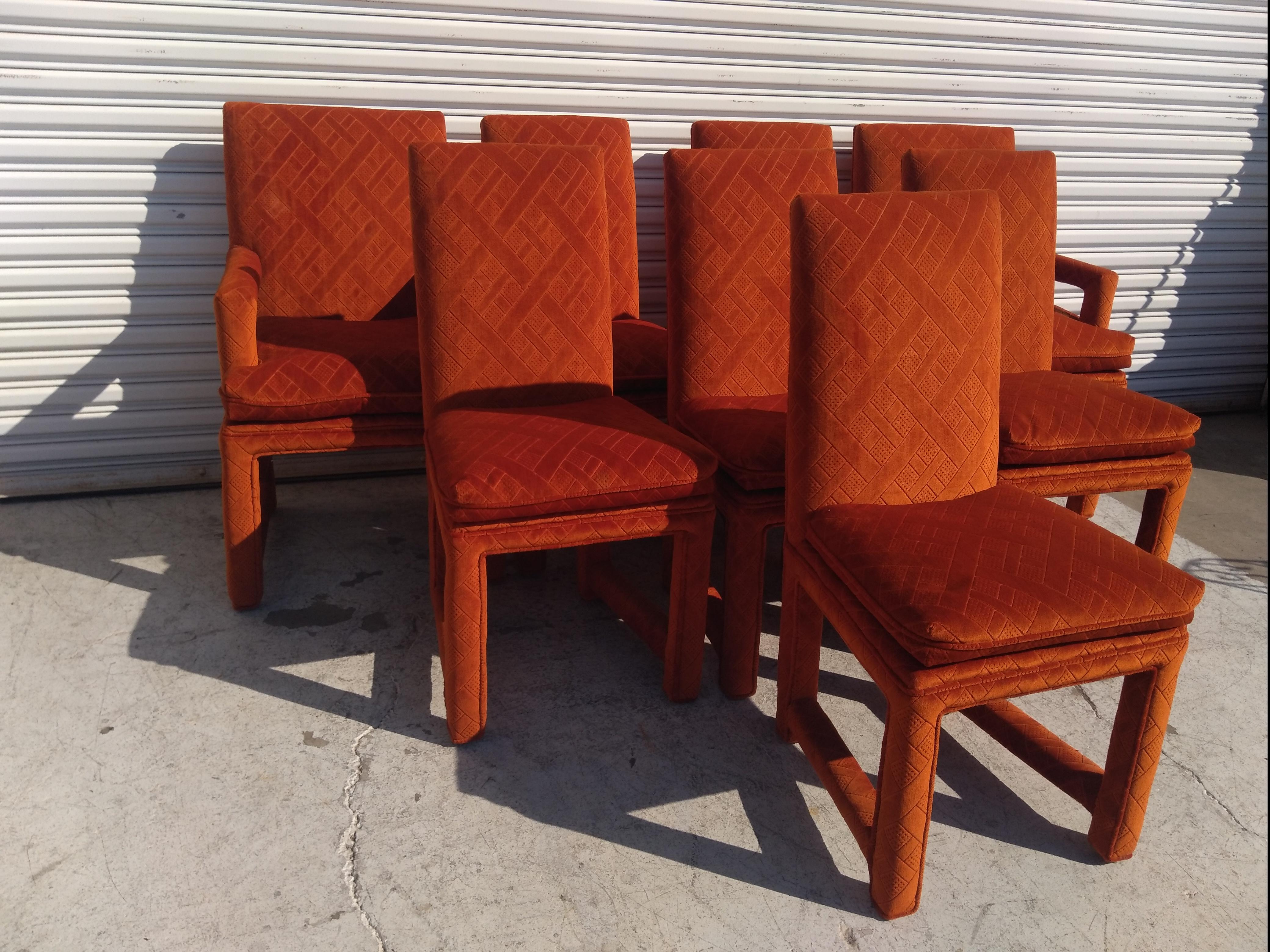 Set di 8 sedie da pranzo in stile Parsons arancione bruciato in vendita 1