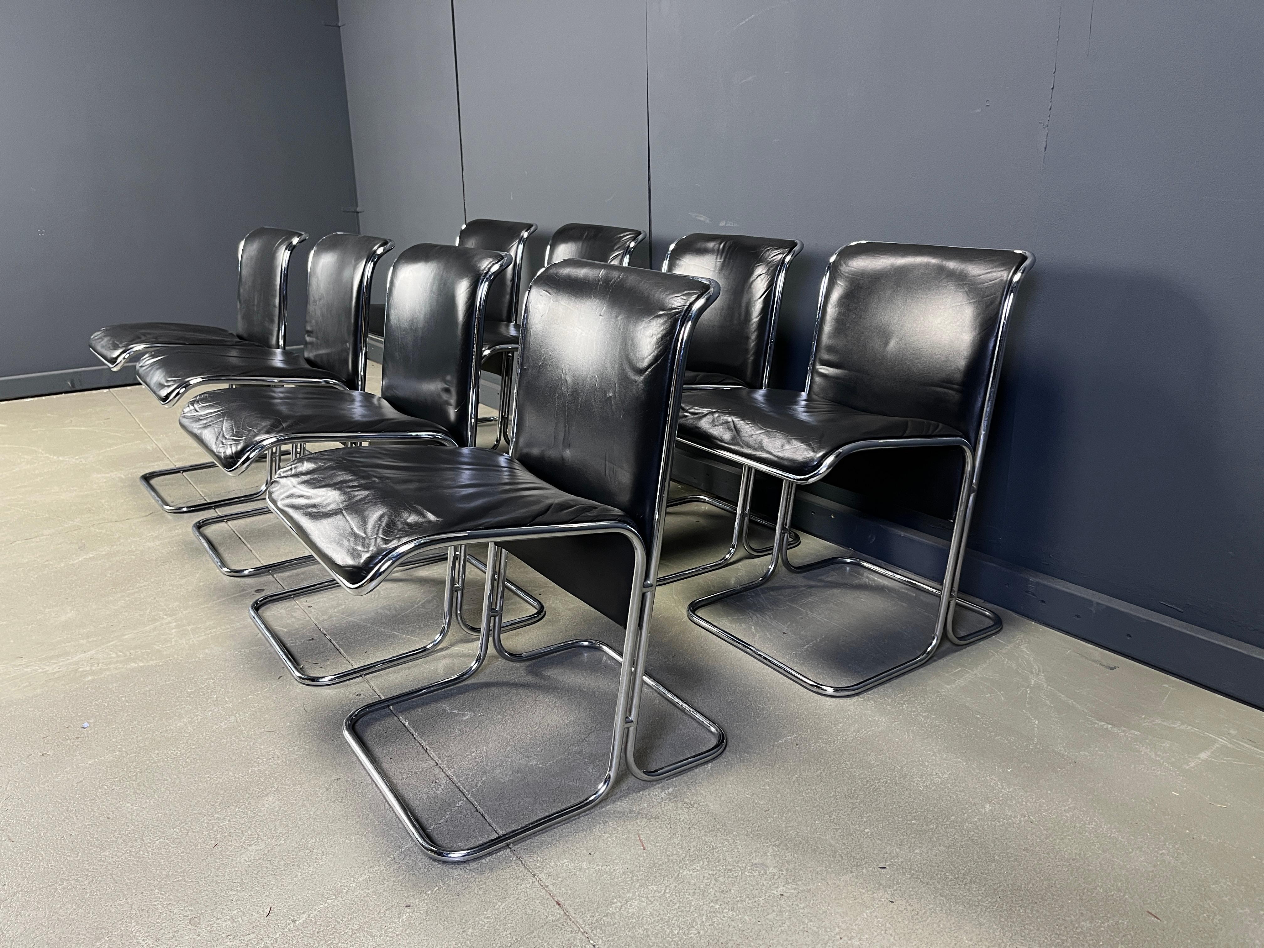 Set of 8 Calla chairs by Antonio Ari Colombo dining chairs, 1970s im Zustand „Gut“ im Angebot in Leuven, Vlaams Gewest