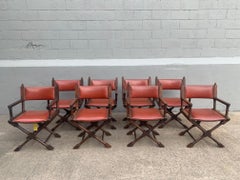 Set of 8 Campaign Style Dining Room Armchairs