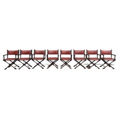 Set of 8 Campaign Style Dining Room Armchairs