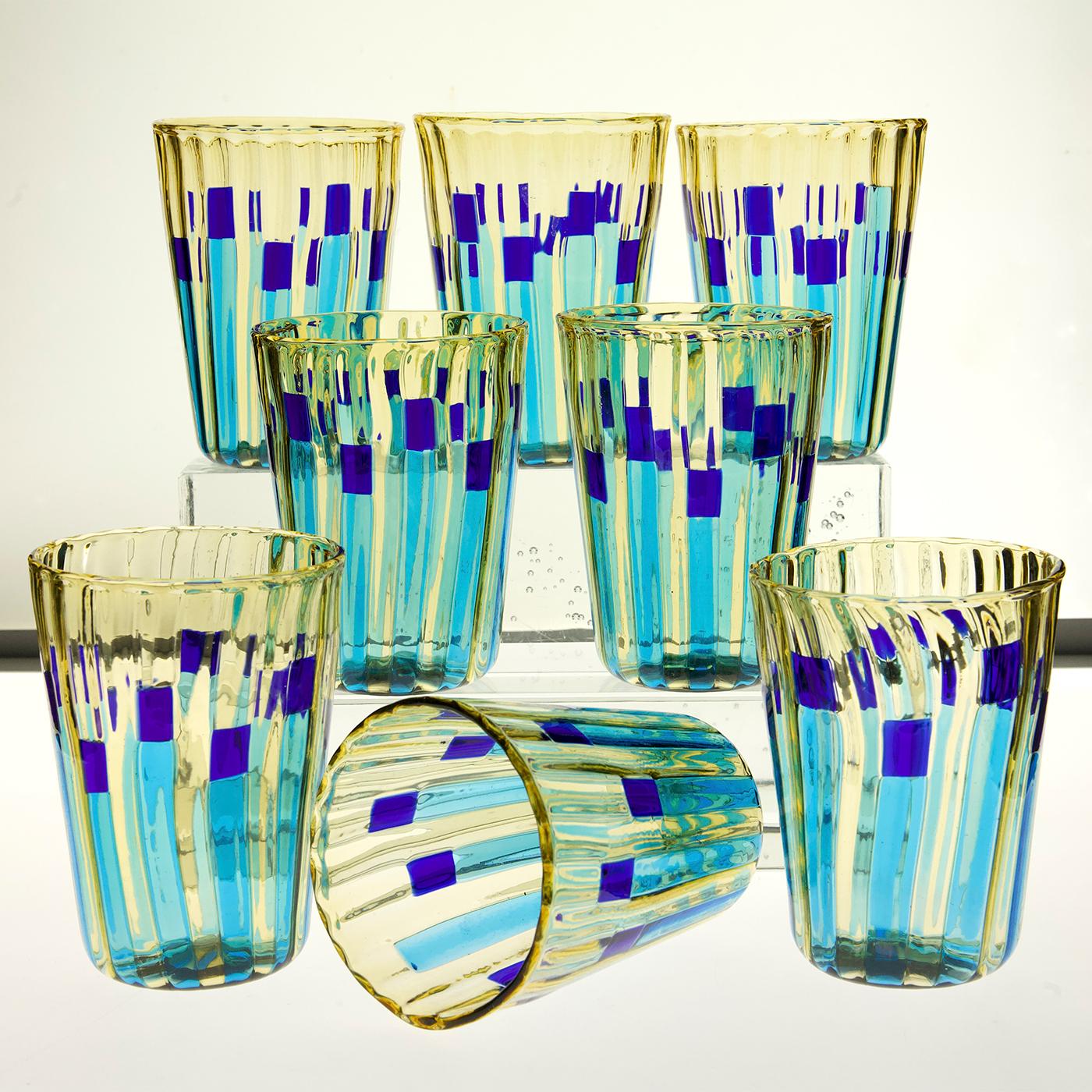 Satz von 8 Campo di Gigli Toscani Glasbechern von Silvio PIattelli (Italienisch) im Angebot