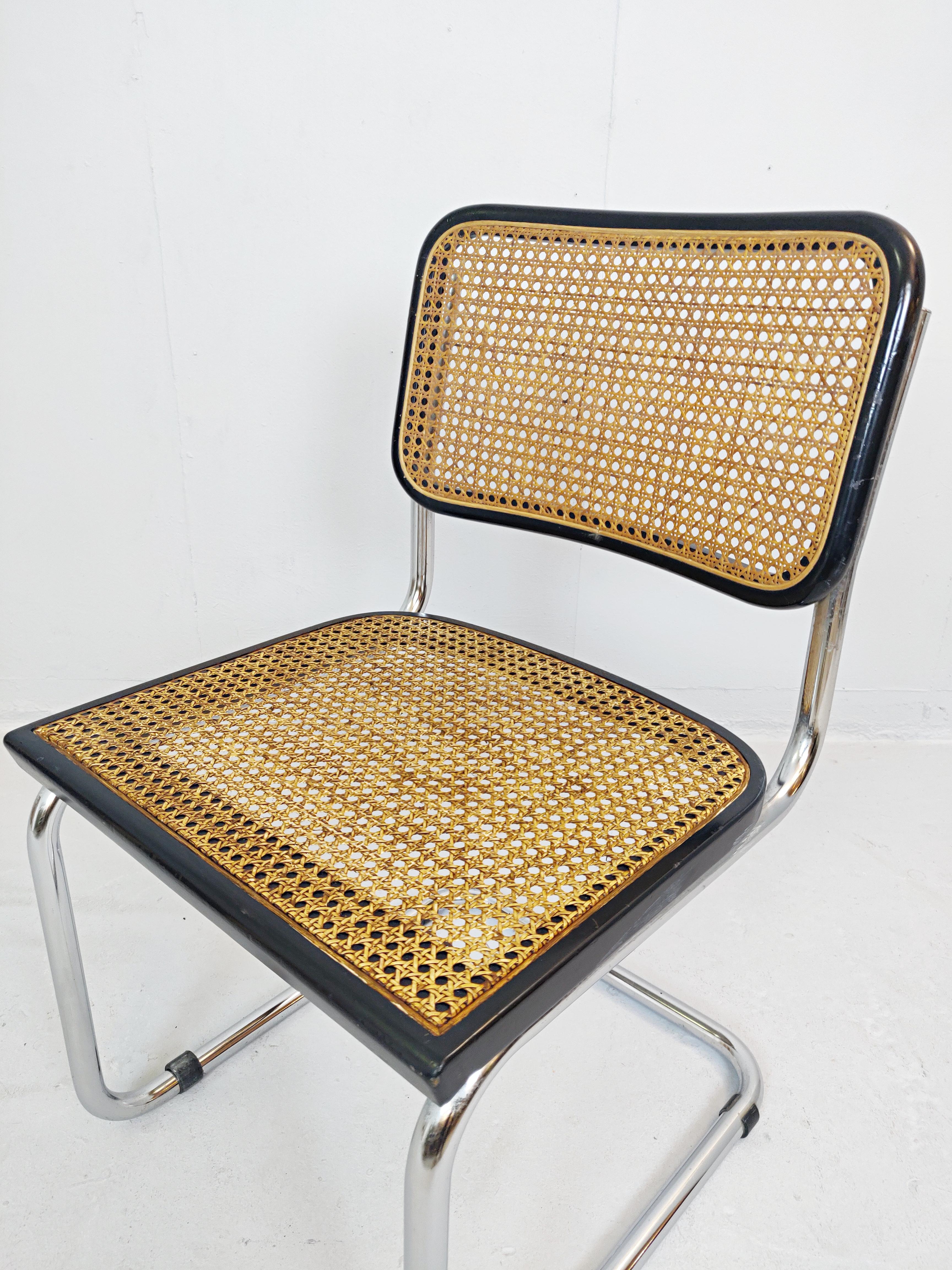 Set of 8 Cane Webbing Chairs after Marcel Breuer, Italy In Good Condition In Brussels, BE