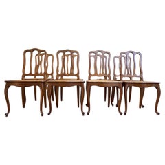 Set of 8 caned chairs in Louis XV style
