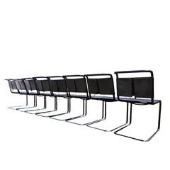 Set of 8 cantilever Bauhaus style dining chairs, 20th century