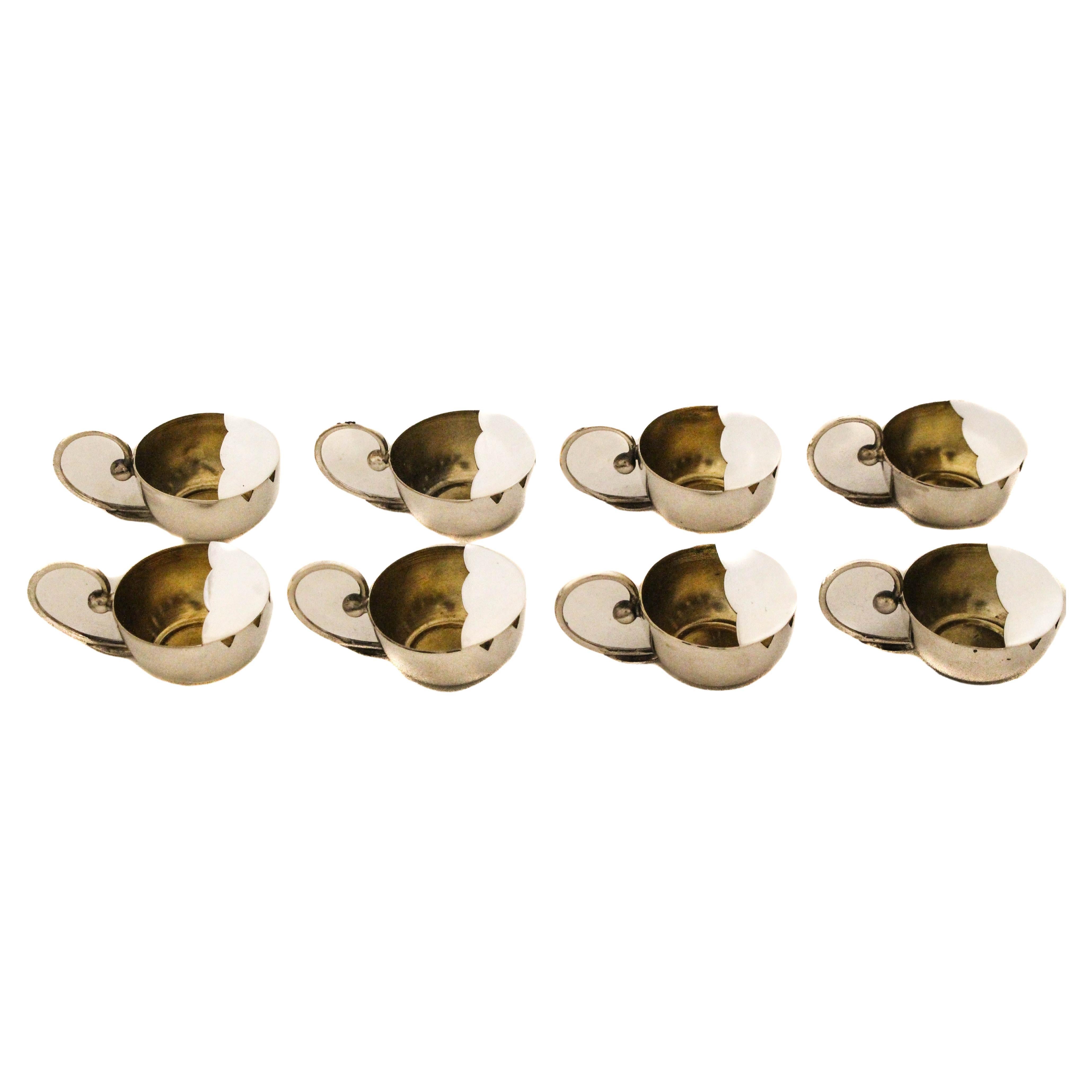 Set of 8 Carl Poul Petersen Sterling Silver Salt Cellars