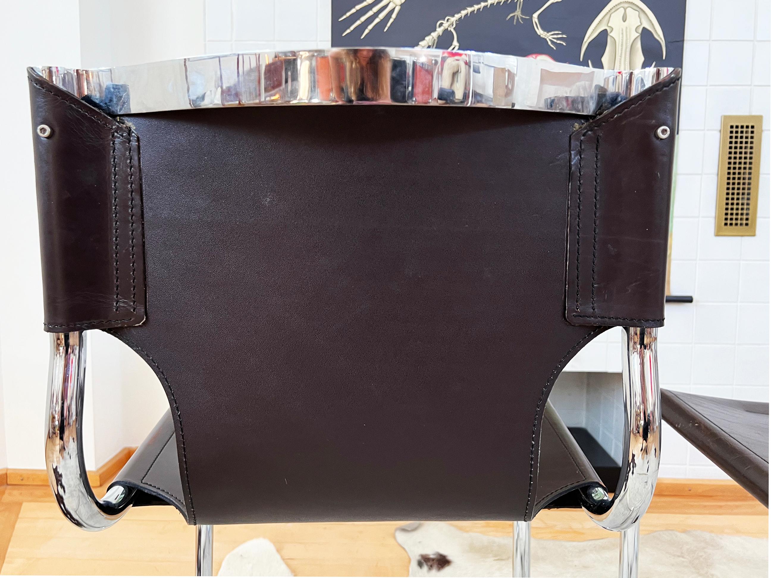 SET of 8 Carlo Bartoli T 70 920 Cantilever Chairs Black + Brown Leather - 8 pcs en vente 11