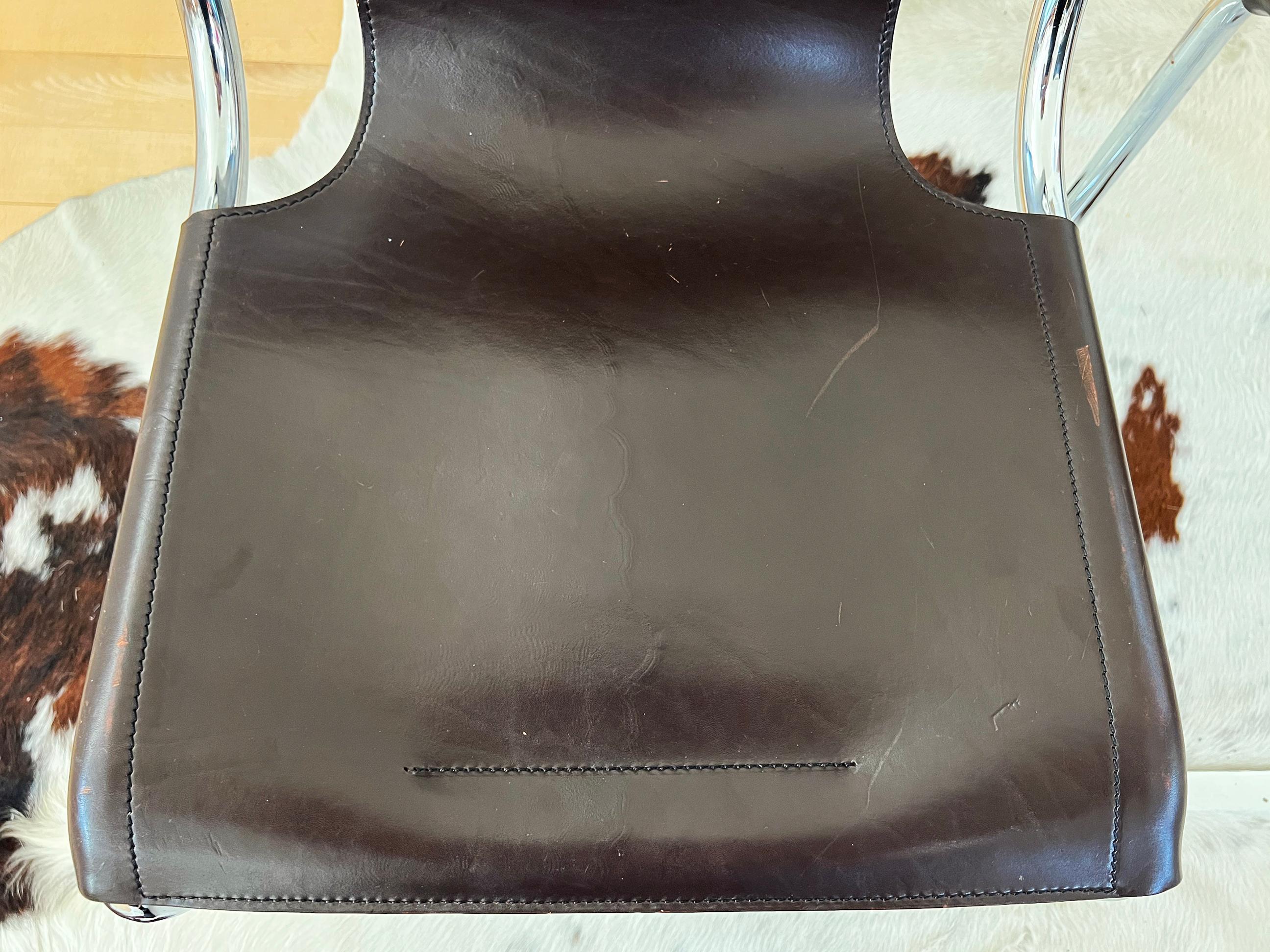 SET of 8 Carlo Bartoli T 70 920 Cantilever Chairs Black + Brown Leather - 8 pcs en vente 12