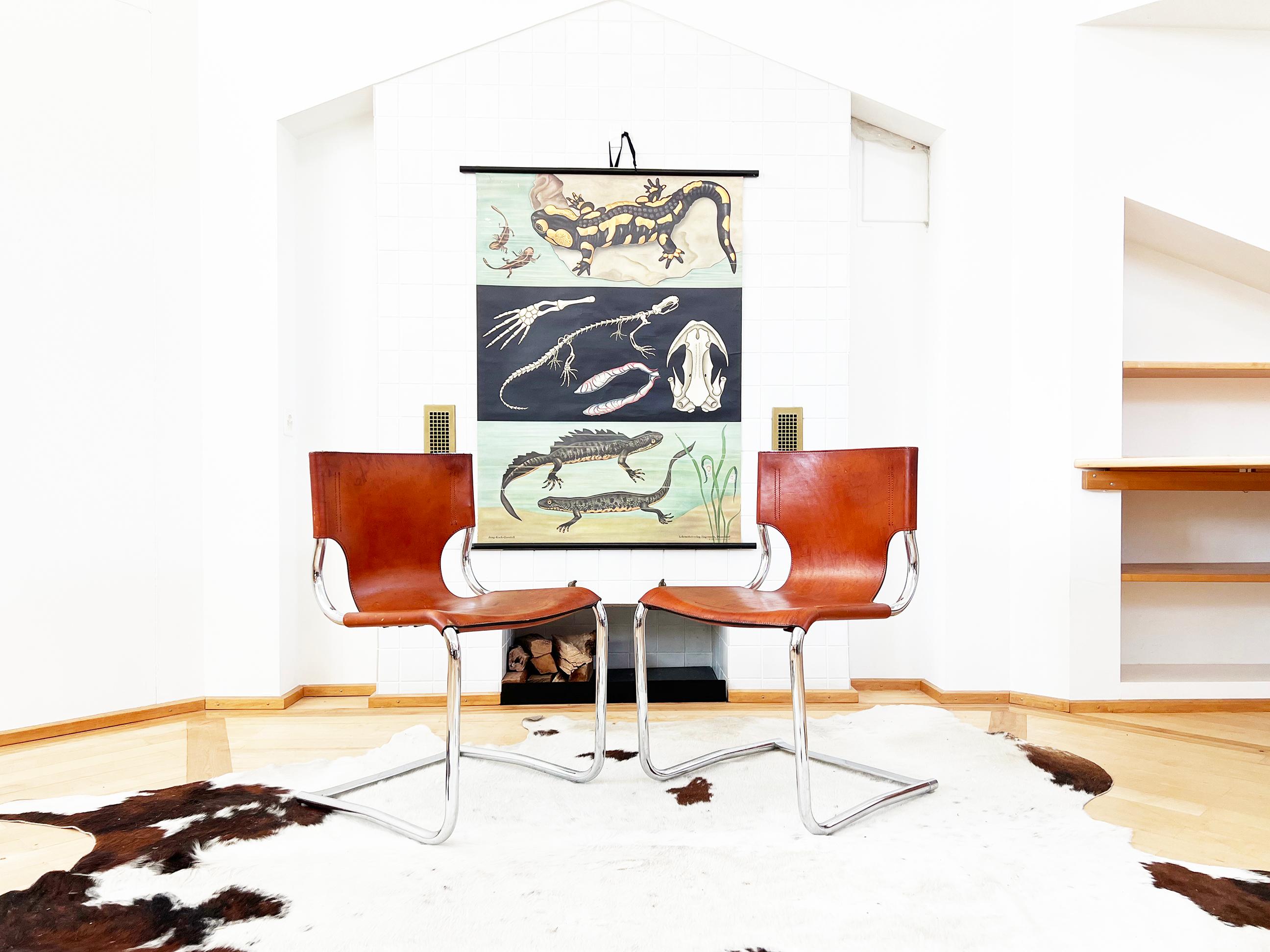 SET of 8 Carlo Bartoli T 70 920 Cantilever Chairs Black + Brown Leather - 8 pcs en vente 2