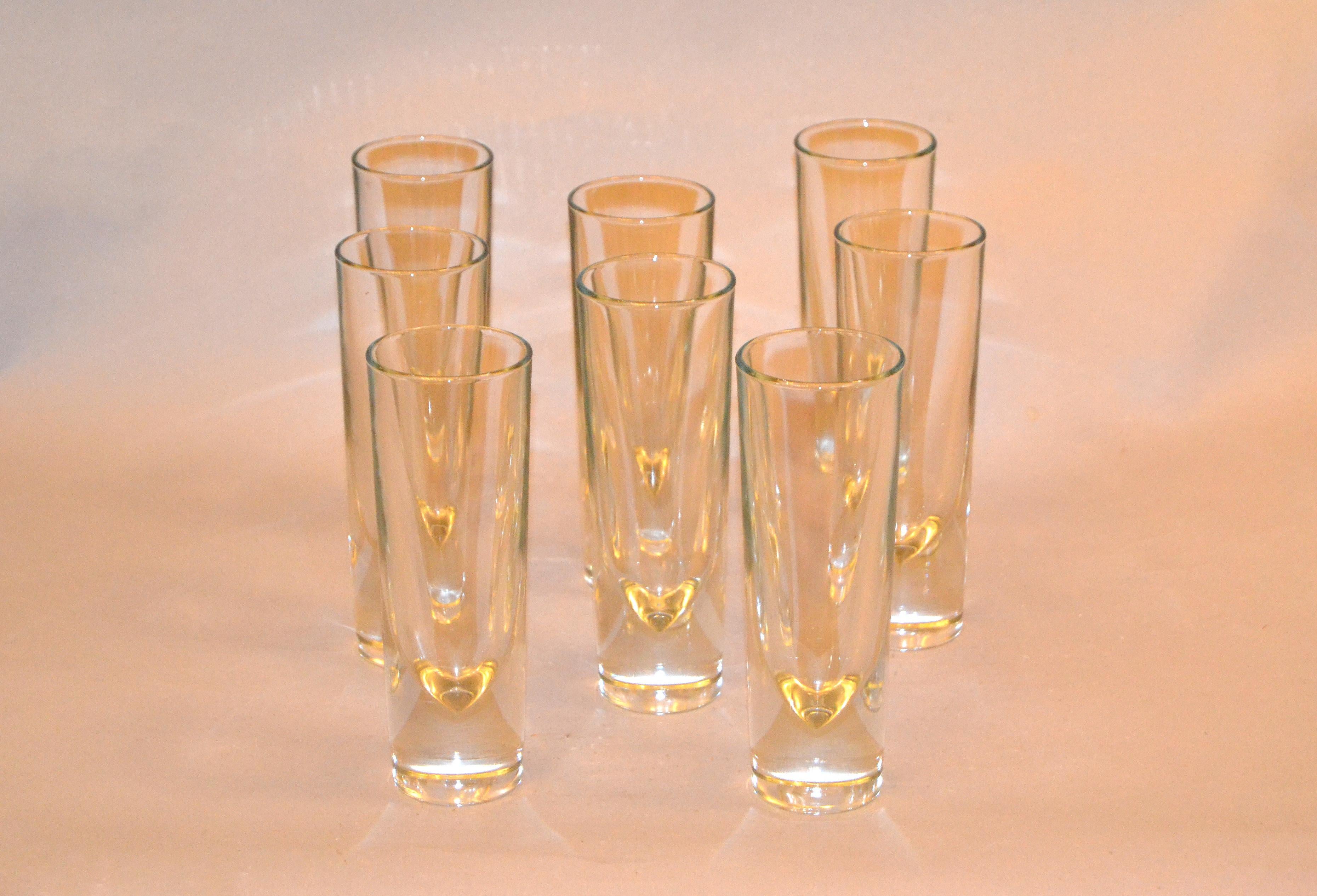 Set of 8 Carlo Moretti Modern Heavy Blown Glass Drinking Glasses Glassware Italy For Sale 1