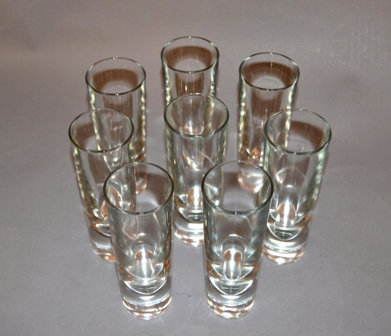 Set of 8 Carlo Moretti Modern Heavy Blown Glass Drinking Glasses
