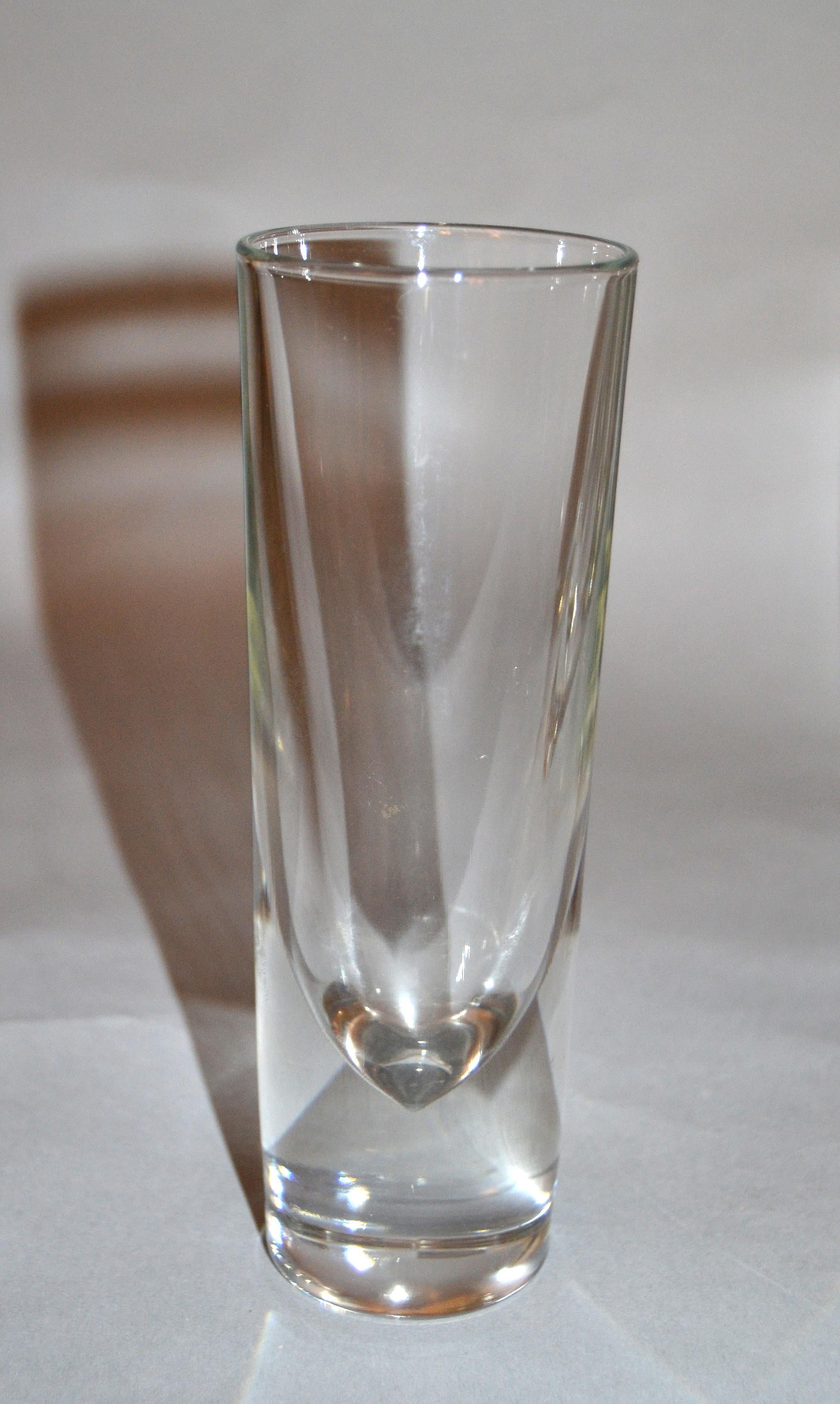 Italian Set of 8 Carlo Moretti Modern Heavy Blown Glass Drinking Glasses Glassware Italy For Sale