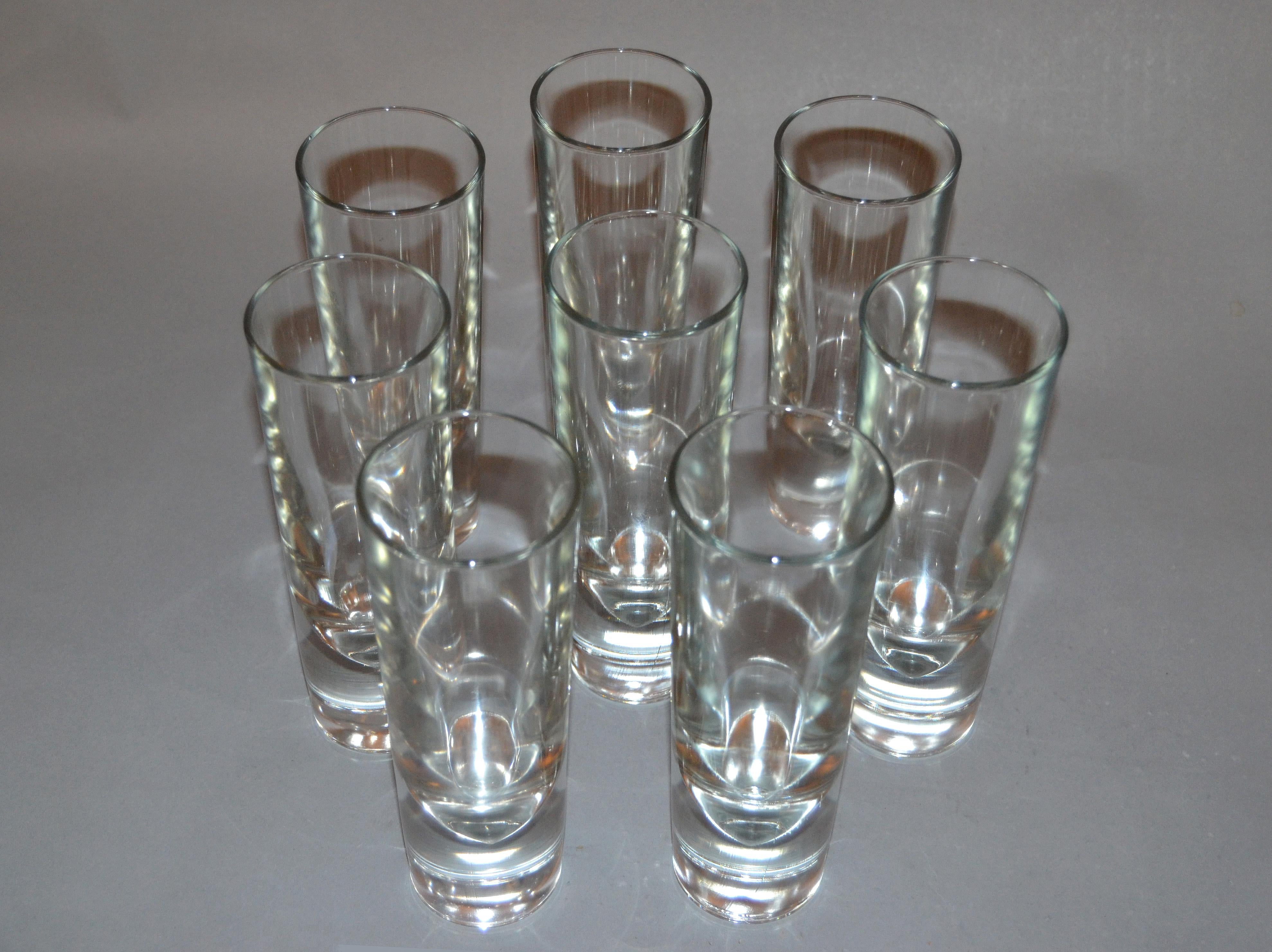 Late 20th Century Set of 8 Carlo Moretti Modern Heavy Blown Glass Drinking Glasses Glassware Italy For Sale