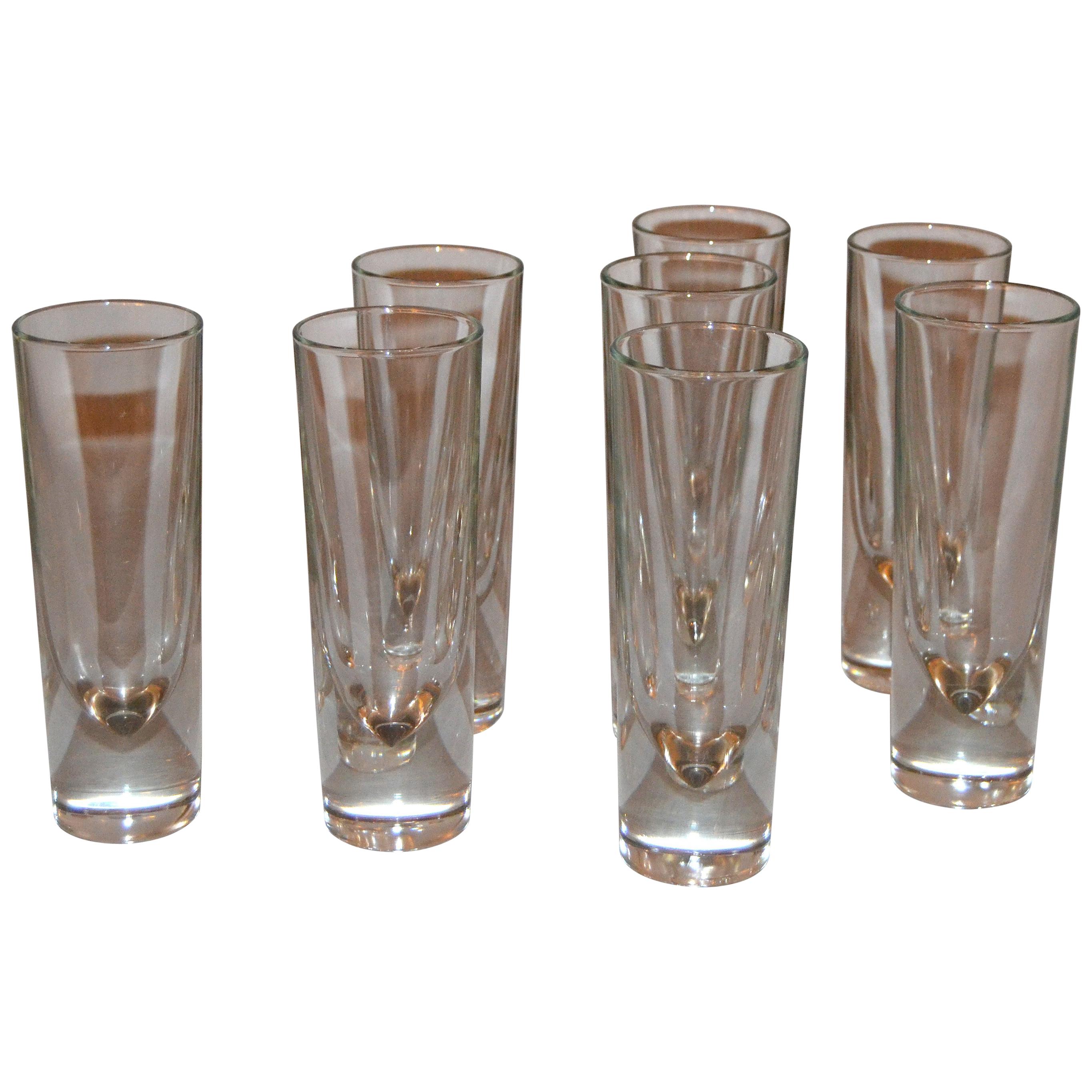 Set of 8 Carlo Moretti Modern Heavy Blown Glass Drinking Glasses Glassware Italy For Sale
